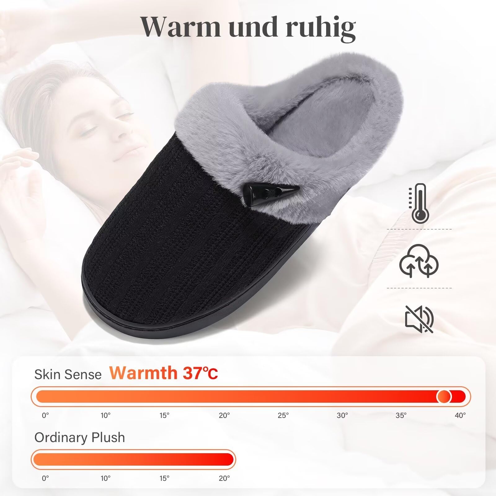 NineCiFun Pantofole da donna Comfort Memory Foam Pantofole morbide e pelose Scarpe da letto calde Pantofole antiscivolo