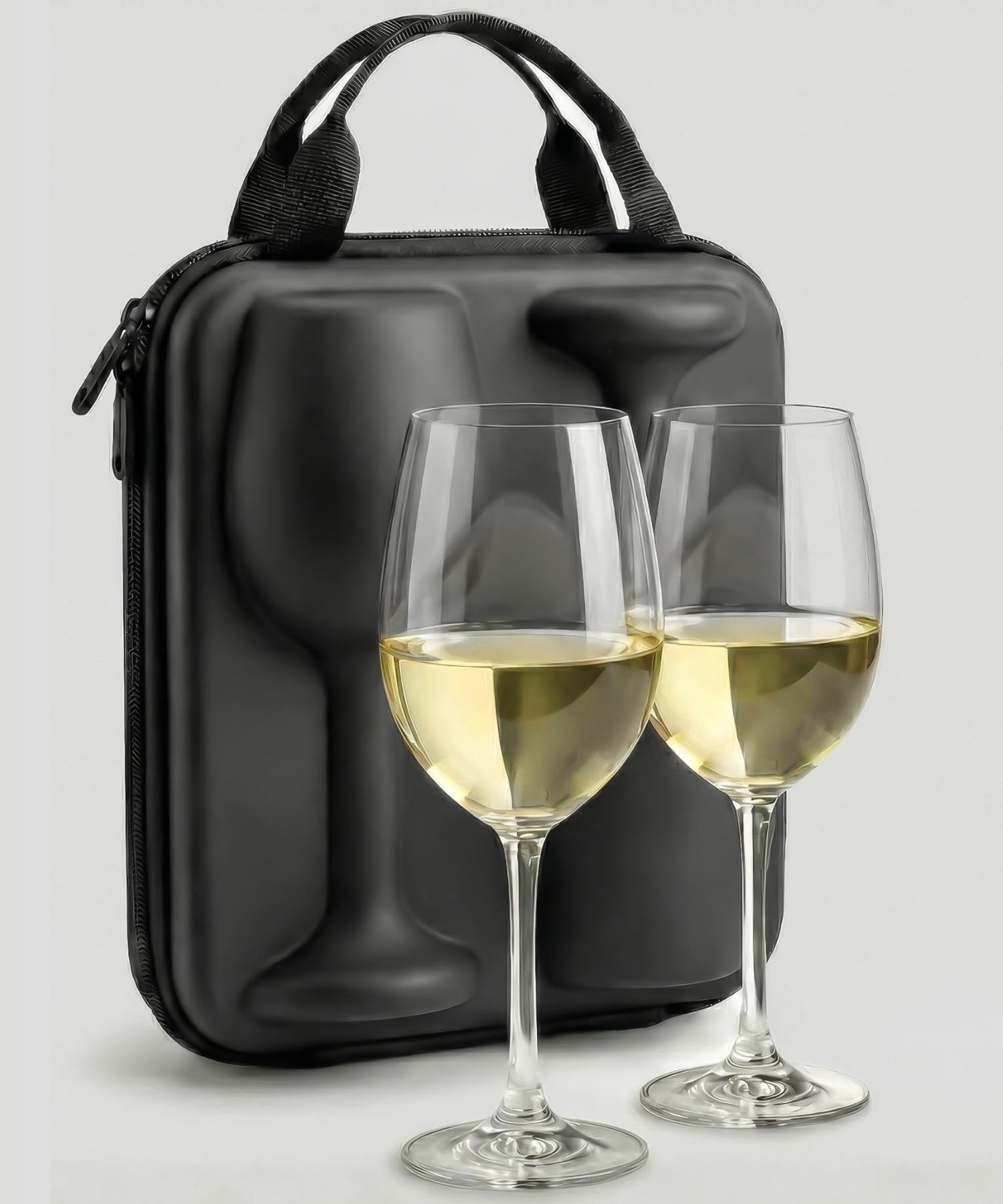 Breezio 2 Weingläser to go mit Schutzcase – Weinglas to go aus gehärtetem Glas | 2 Camping Weingläser mit passgenauem Case | Bruchsichere Weingläser dank passgenauem EVA hartschalen Case