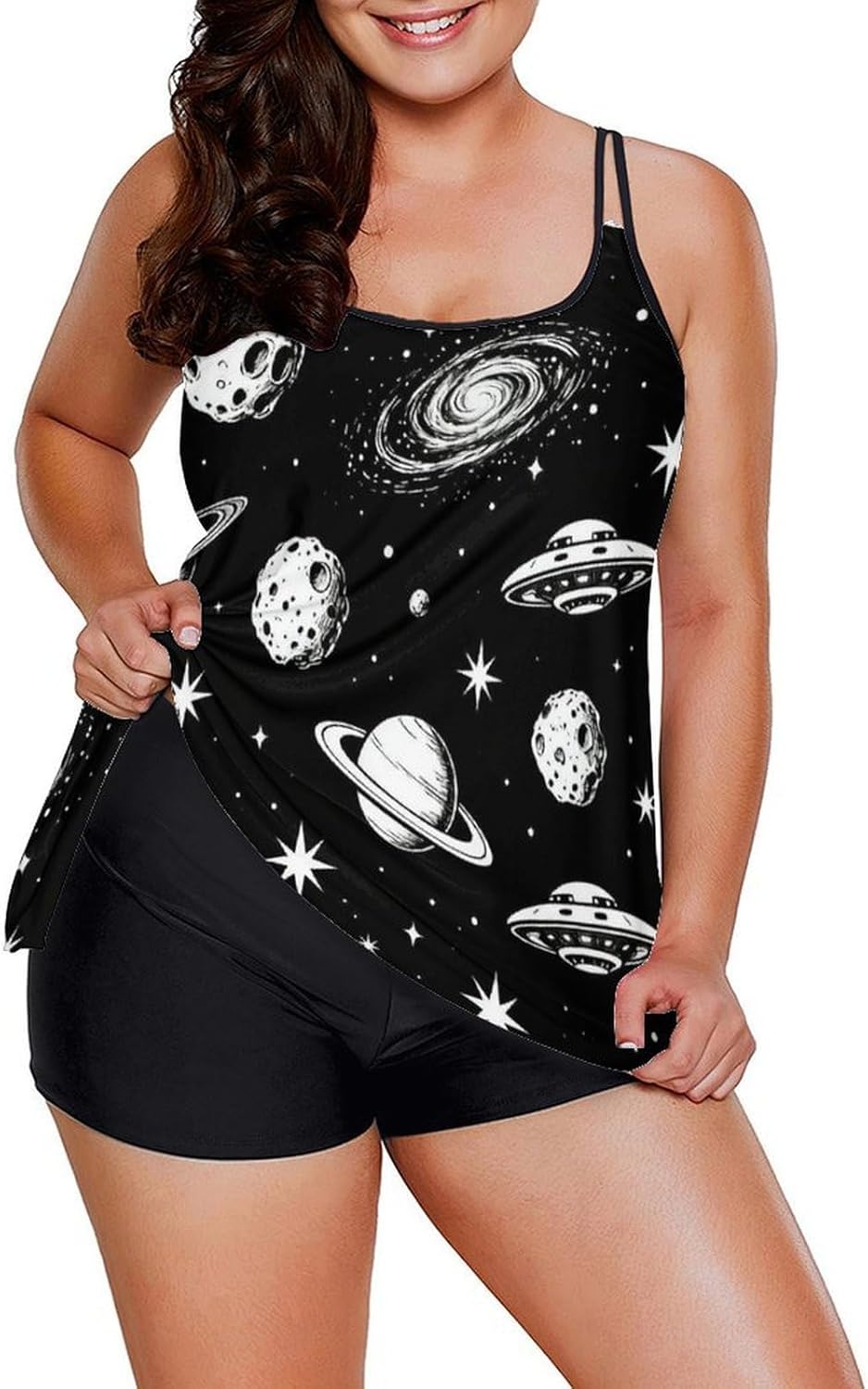 Women's Casual Tankini Bathing Suits, Tummy Control Tank Top with Shorts for Beach and Surfing