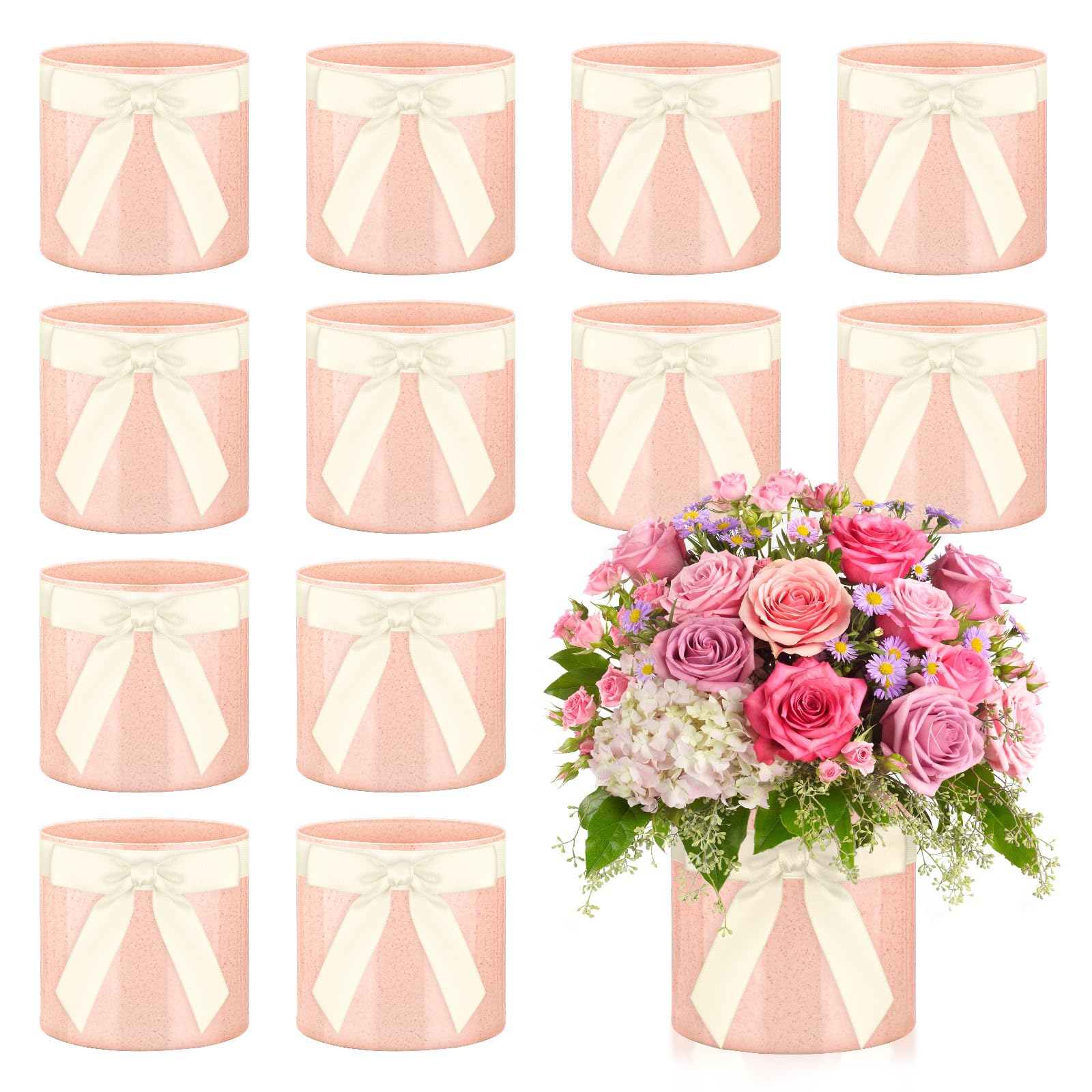 Photo 1 of 12 Sets Flower Buckets for Cut Flowers Include Flower Buckets Floral Foam Ribbon Home Office Wedding Decorations
