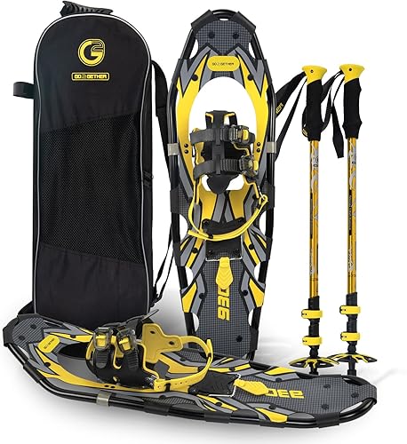 G2 - Raquetas de nieve ligeras de 21253036 pulgadas con caja para los dedos, encuadernación de trinquete acolchada de EVA, elevación de talón, barra