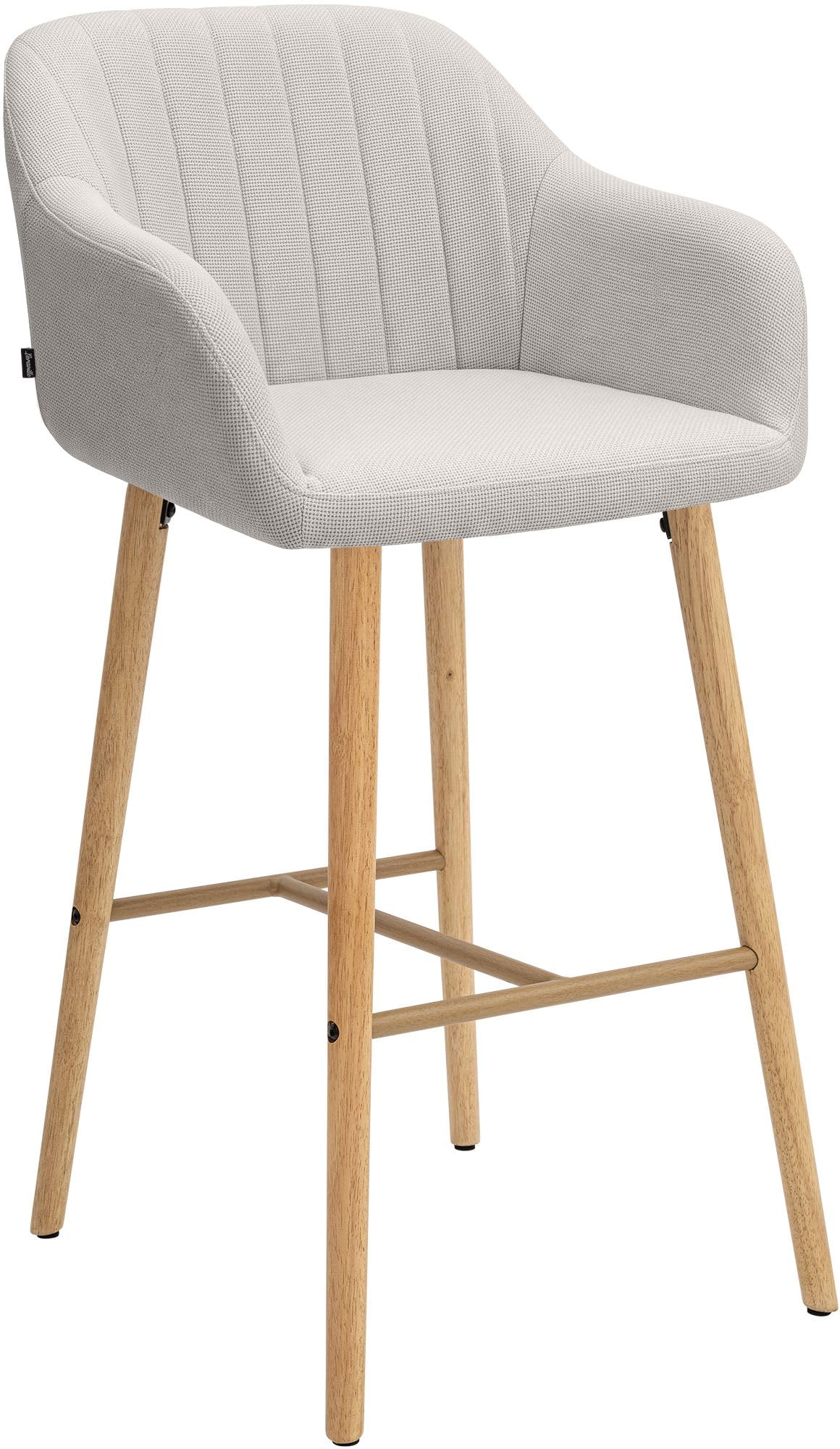 CLP Taburete de Bar Ando con Respaldo, Asiento tapizado, Estructura de Madera Resistente, soporta hasta 150 kg Color:Beige