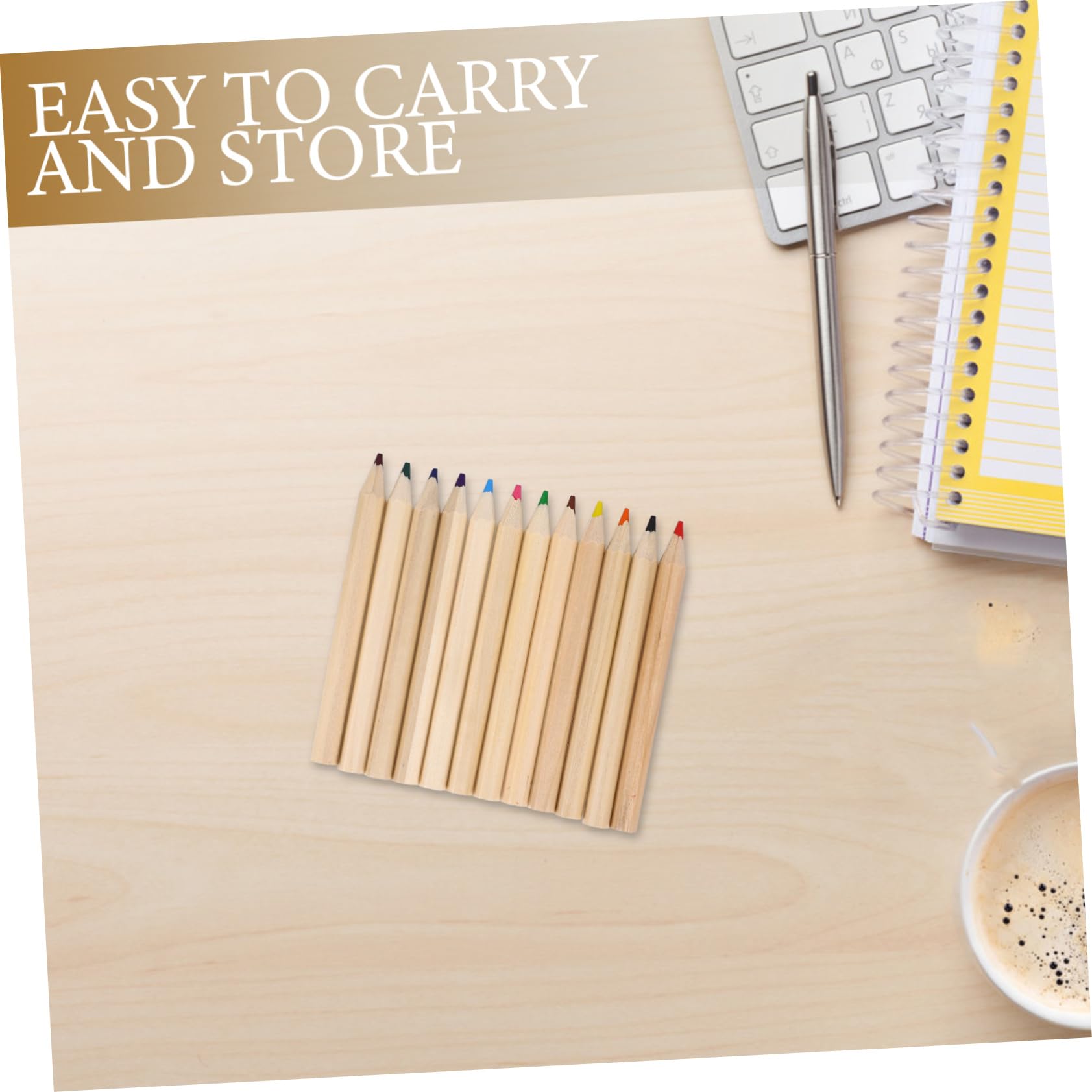 PLAFOPE Crayons de Couleur en Bois Beige, Boîte de 12 pour Dessin