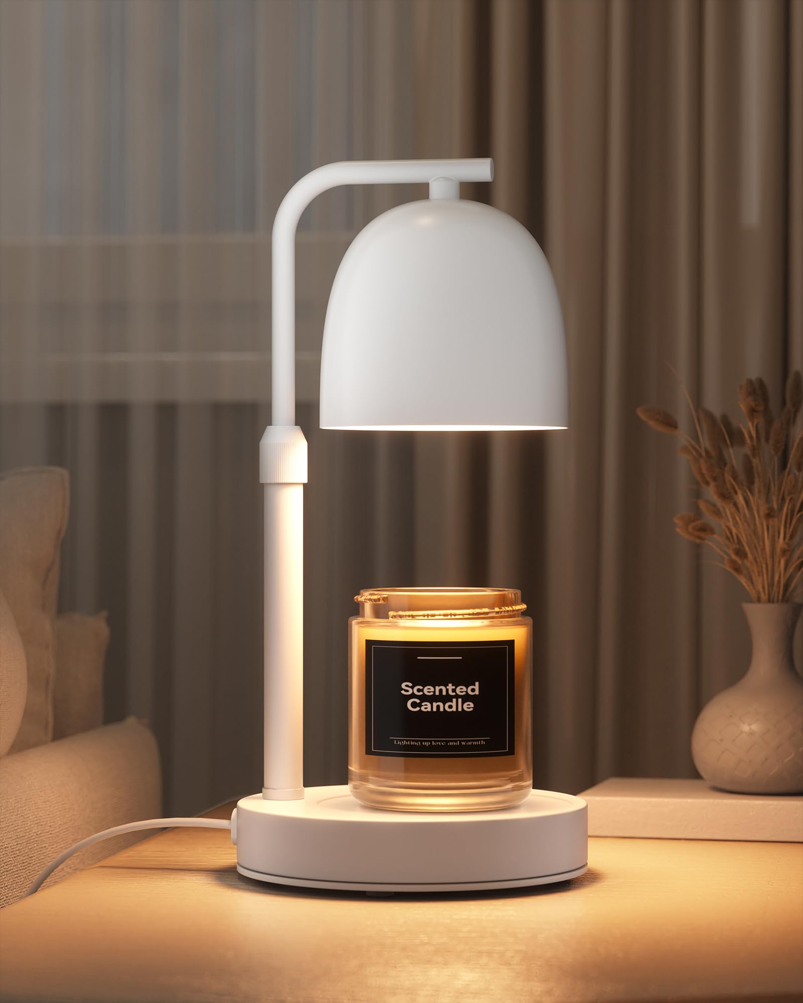 Candle Warmer Lamp with Timer & Dimmable, Adjustable Height Black Candle Warmer for Jar Candles, Birthday Gifts for Women & Men, Office Decor, House Warming Gift, Wax Melt Warmer with 2 Bulbs — view 9