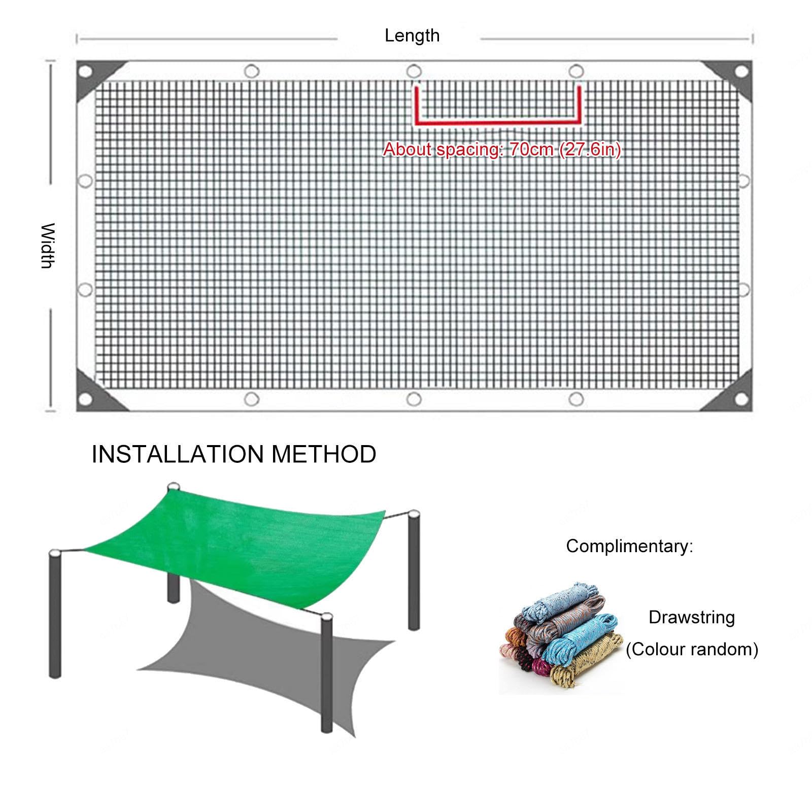 Malla De Sombreo Verde 2×3m 2×5m 3×3m 3×4m 4×5m 4×6m,Red De Sombra 90%,Malla Sombreadora Con Ojales,Tela De Sombra Para Pérgola Jardín Invernadero,Vela De Sombra,Anti-uv,Green-5x7m(16.4*23ft)