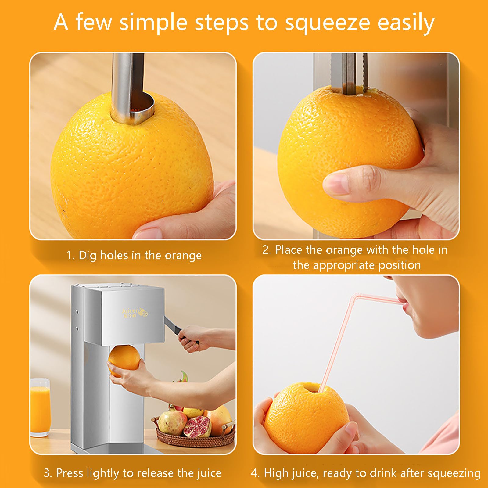 Extracteur de jus électrique pour Fruits Frais, Presse-Agrumes, Presse-Agrumes à jus Frais à Boire Directement, Presse-Agrumes Commercial pour Oranges, pastèques et Ananas.