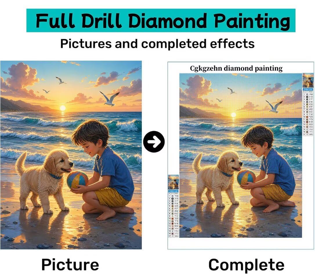Kit Diamond Painting Cane per Adulti, 5D Hobby Creativi 80x100cm C8-393
