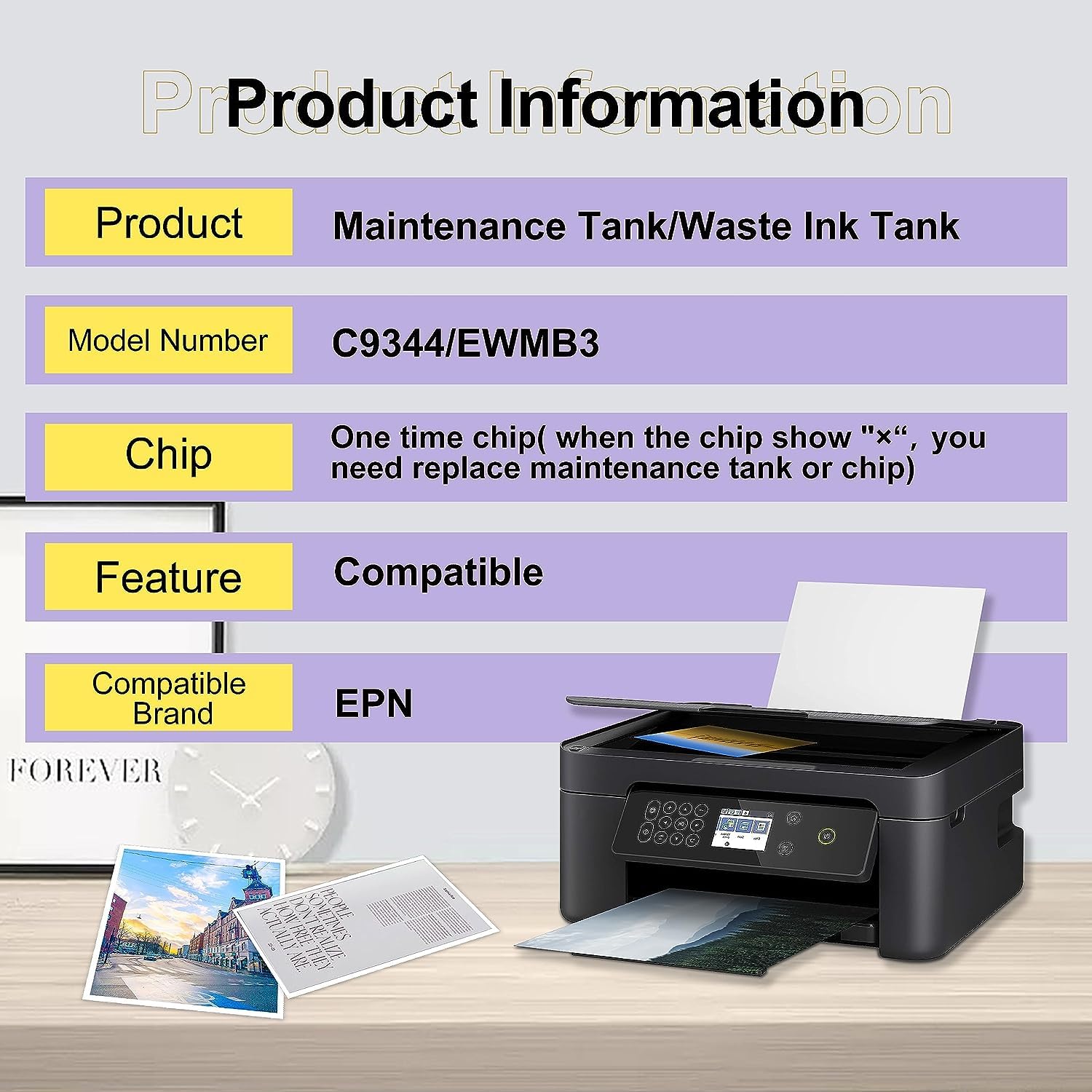 Cartouche Maintenance C9344 Compatible - Pour Epson XP-3100 XP-4100 WF-2830 WF-2850 - Collecteur Encre Usée + Puce