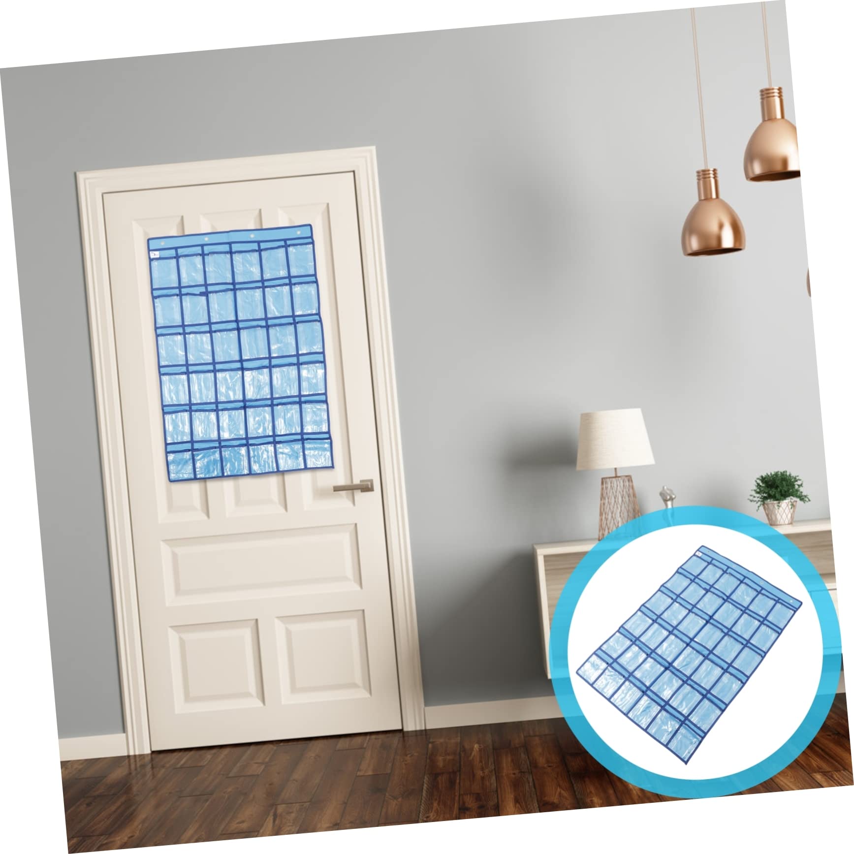 DECHOUS 1Pc Multi Pockets Wall Hanging Storage Bag Transparent Jewelry Organizer for Door Closet Non Woven Material Easy Access Pouch with Hooks