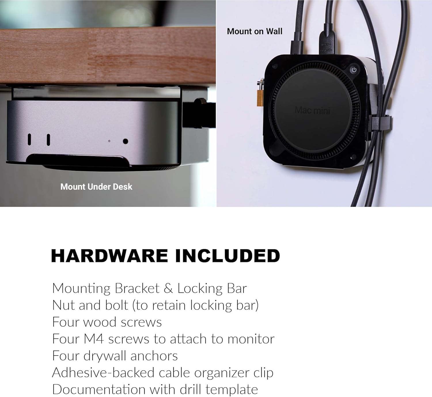 Sonnet MacCuff mini (2024+) Steel Mounting Bracket for 2024 Mac mini for Under Desk, Wall & VESA Monitor Mount – Padlock Compatible