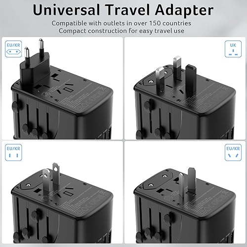 Miniatura 9 de Acer Adaptador de enchufe de viaje universal - Adaptador de corriente internacional con 5 puertos USB (3 USB C) 5.8A, cargador de salida mundial