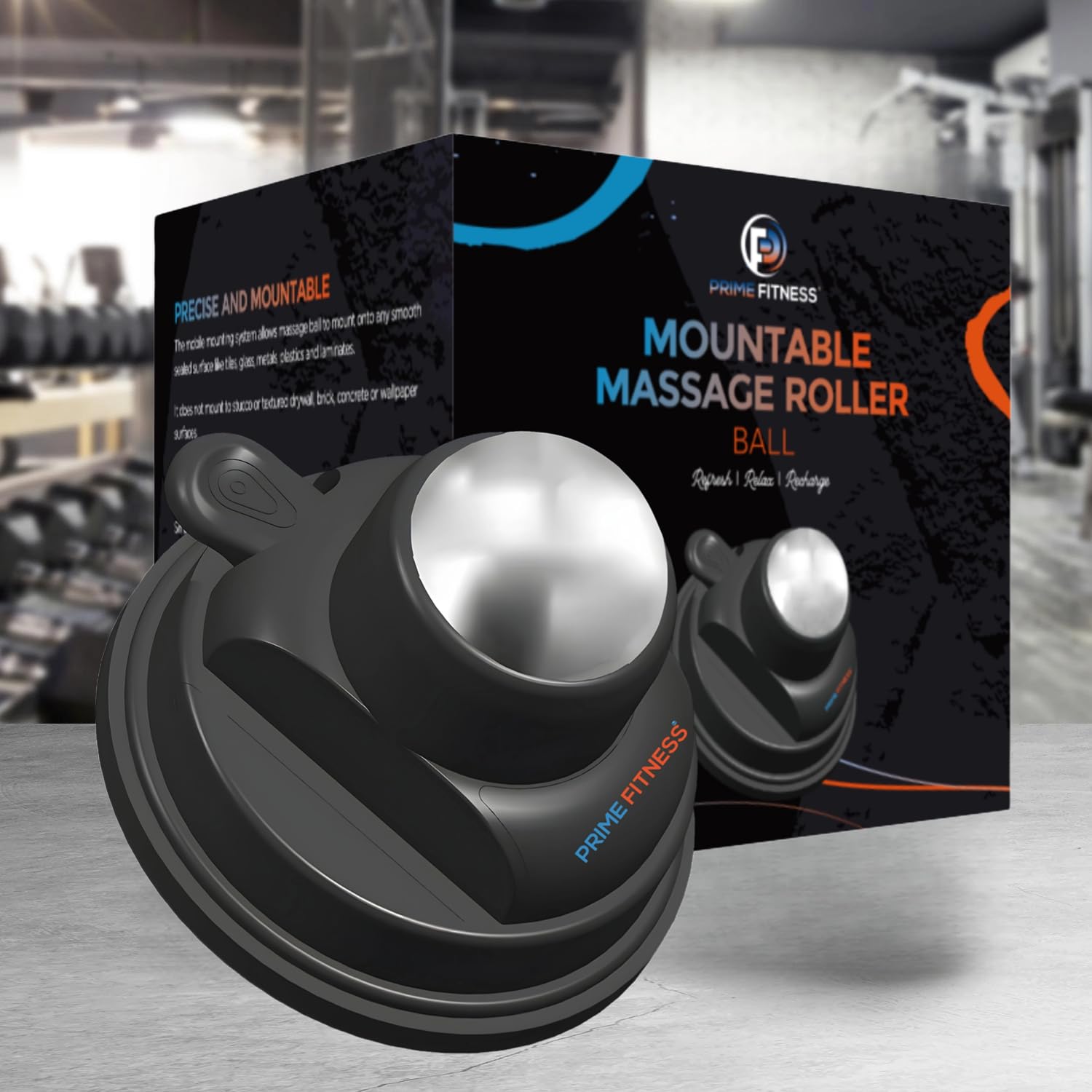 PRIME Fitness Bola de masaje montada en la pared, terapia de frío, masajeador de espalda montado en la pared, palo criogénico, alivia el dolor muscular (masajeador de pared 360)