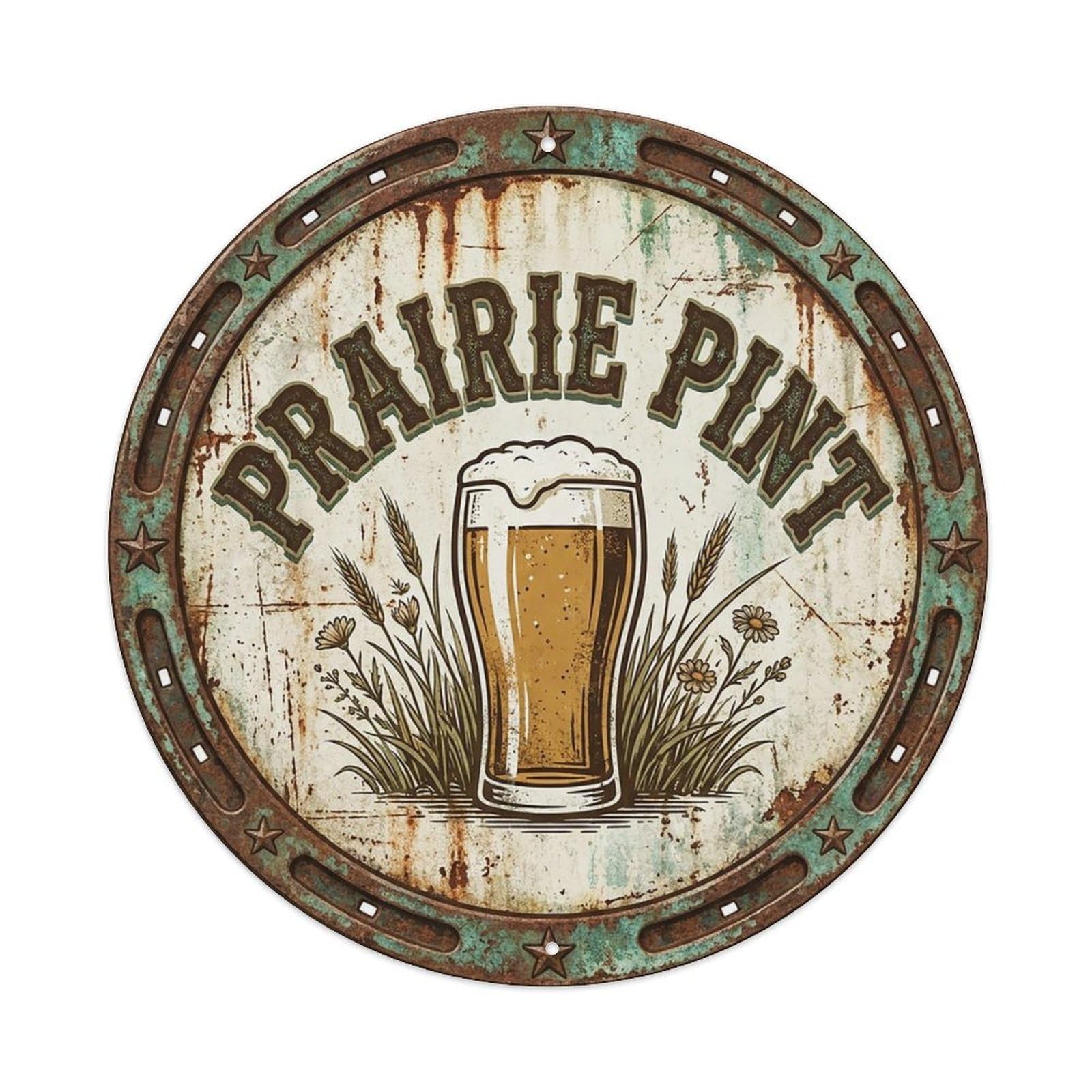 Vintage Beer Western Cowboy Prairie Pint Retro Bar for Pub Vintage Metal Tin Sign Plaque Wall Decor for Cafe, Club Bar, Office, Garden Metal Poster 8x8Inch