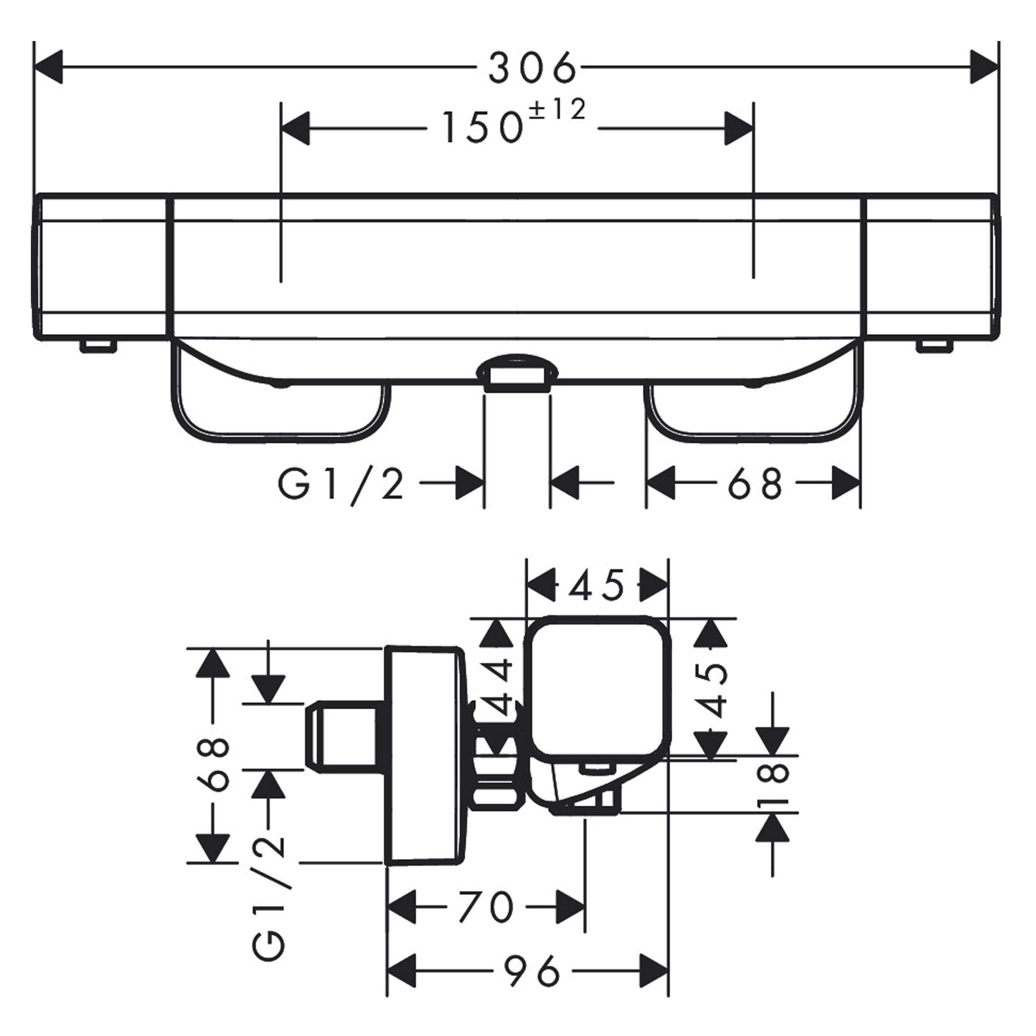 hansgrohe Ecostat E Aufputz Duschthermostat (für 1 Funktion) Chrom, Auslaufhöhe 70mm