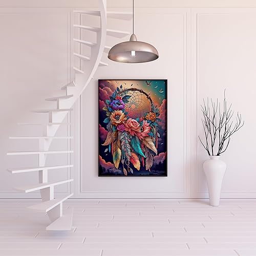 Miniatura 2 de Kits de pintura de diamantes 5D para adultos principiantes, flores coloridas atrapasueños, arte de diamantes, diamantes redondos completos, puntos,