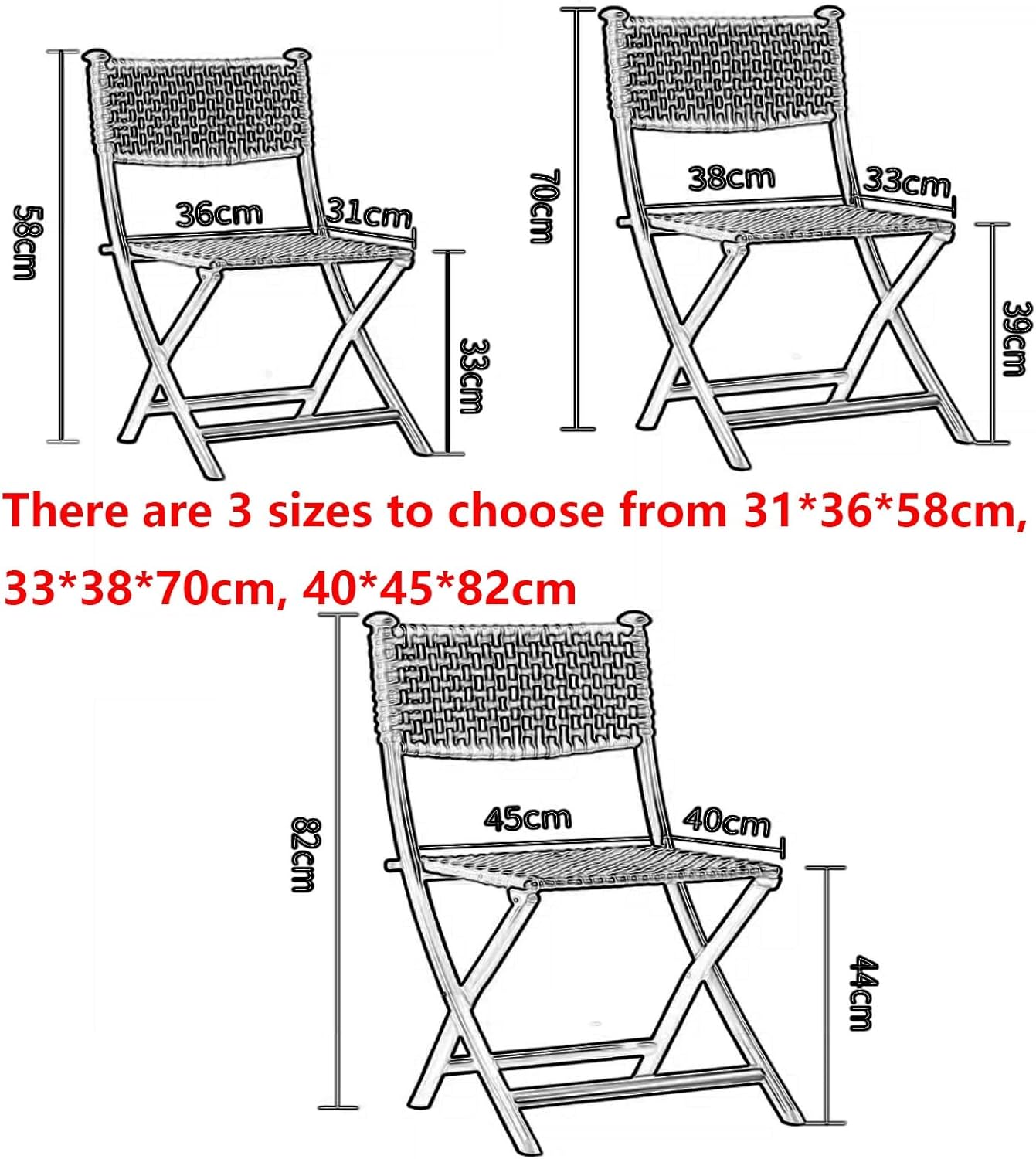 Mid-Century Vintage Folding Chair, PE Rattan Backrest Seat Sturdy Carbon Steel Frame Traditional Bohemian Classic Chairsscandinavian Office Chair No Assembly(Multi-Colored,31