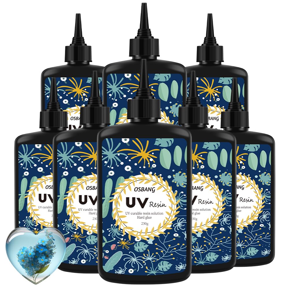 Crystal Clear UV Resin 2000g, Upgraded Formula UV Resin with Jewelry Mold for Jewelry Making & Craft, Ultraviolet Fast Curing Hard Type Kit for Casting & Coating（250g*8）