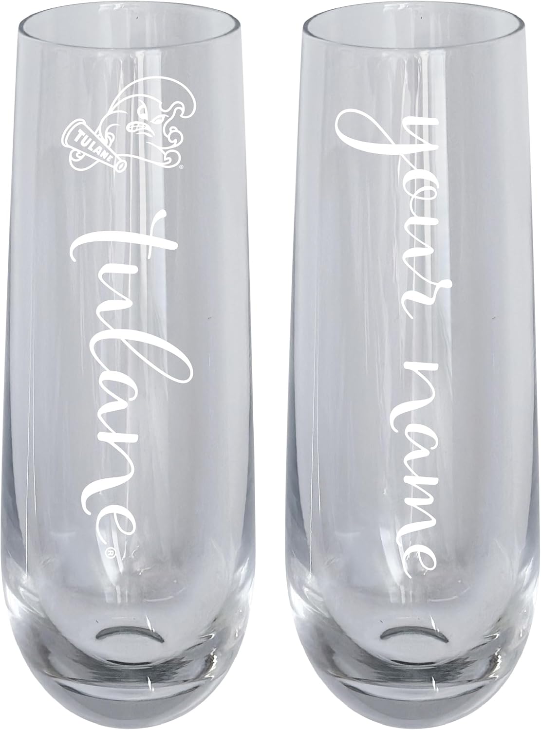 Copa de Champagne Grabada 10 oz Tulane University Green Wave