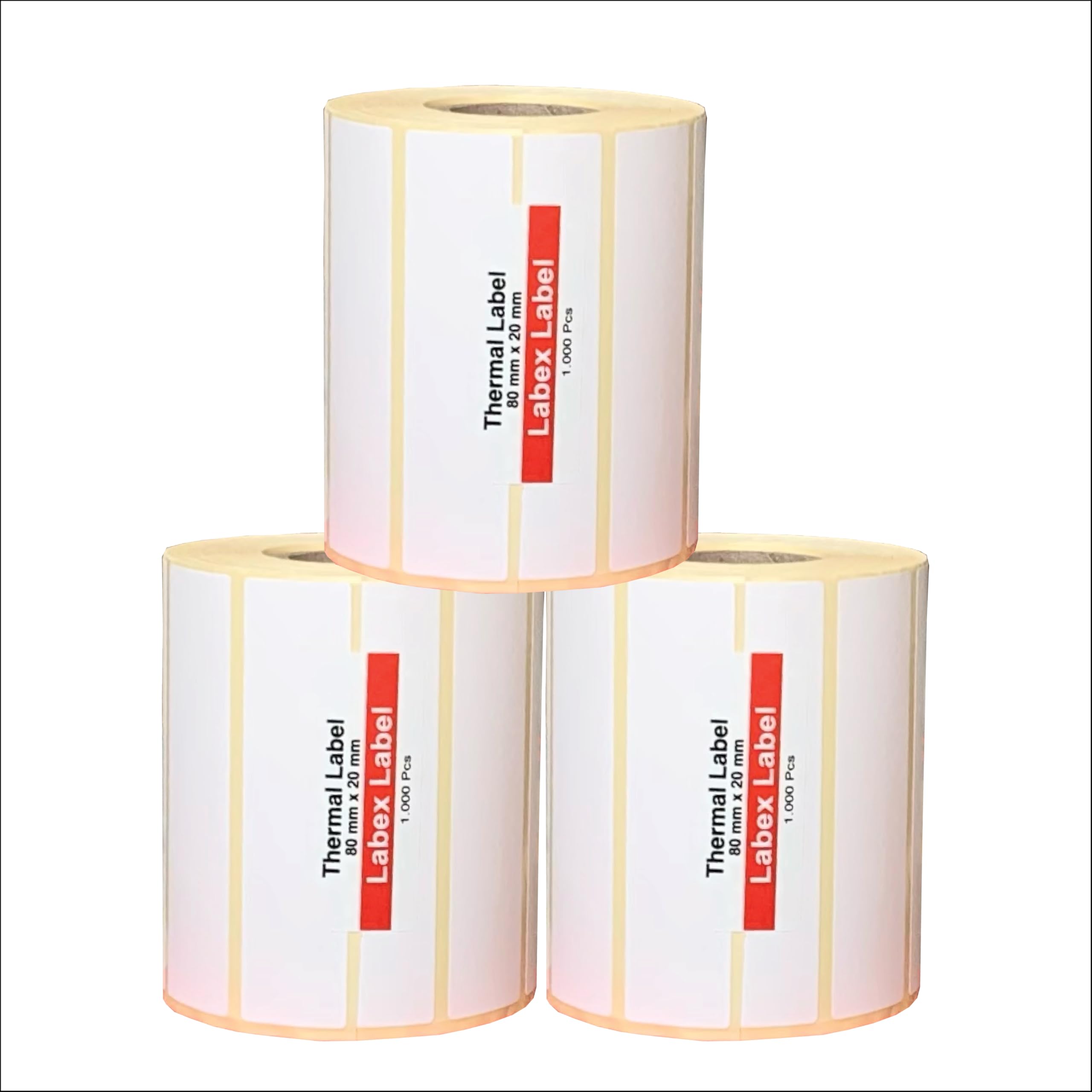 Thermal Labels 80x20 mm (3" x¾) Roll – Price Labels Self Adhesive Shelf Labels – 3 Rolls 3000 Labels – Direct Thermal No Ribbon – Compatible with TSC, Godex, Honeywell – Labex Label — image 1