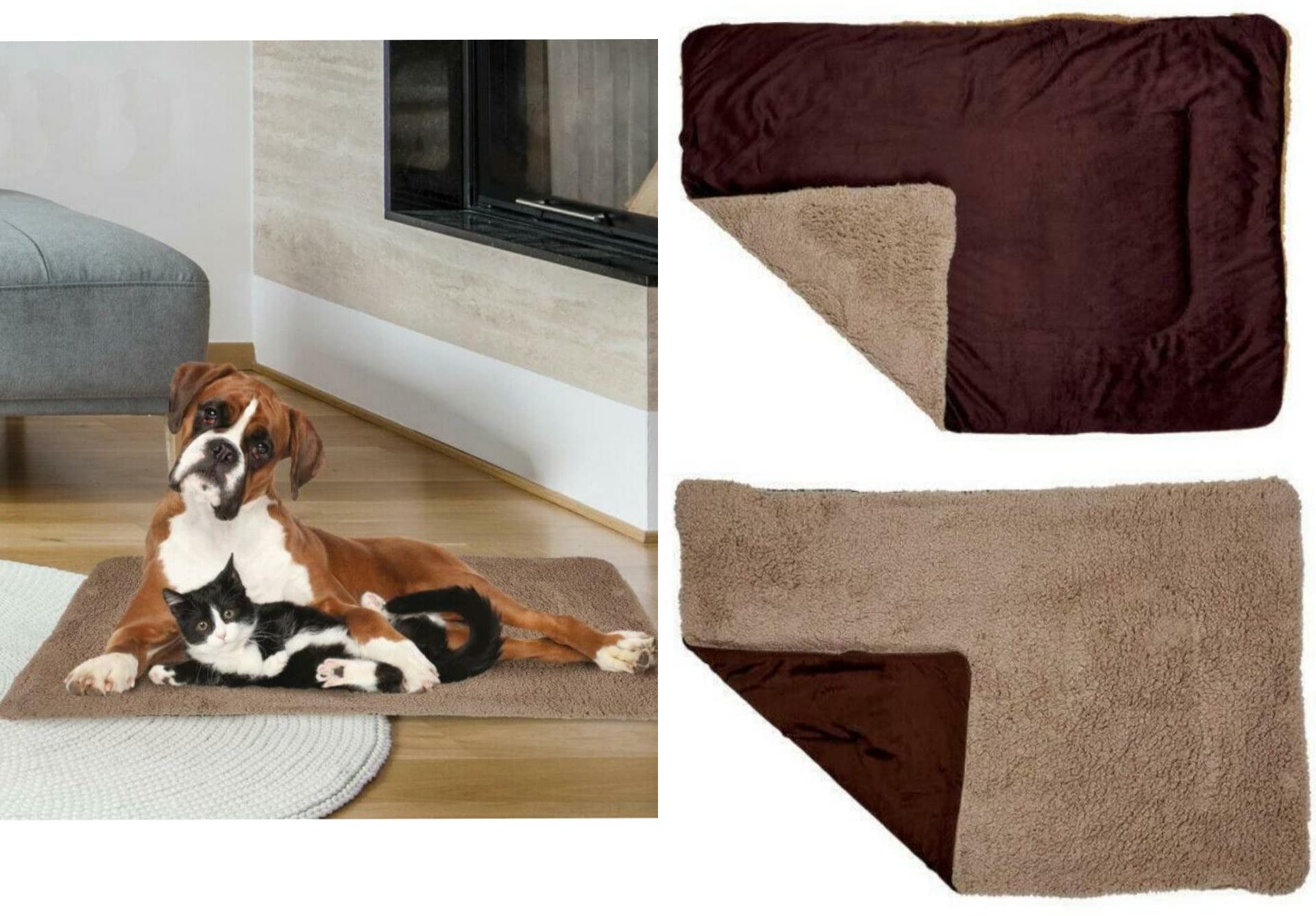 ADEPTNA Luxury Reversible Pet Rug Blanket for Pet Dog Cat Puppy Soft Fleece Blanket Cosy Warm and Comfort in all seasons - Size 110cm x 75cm
