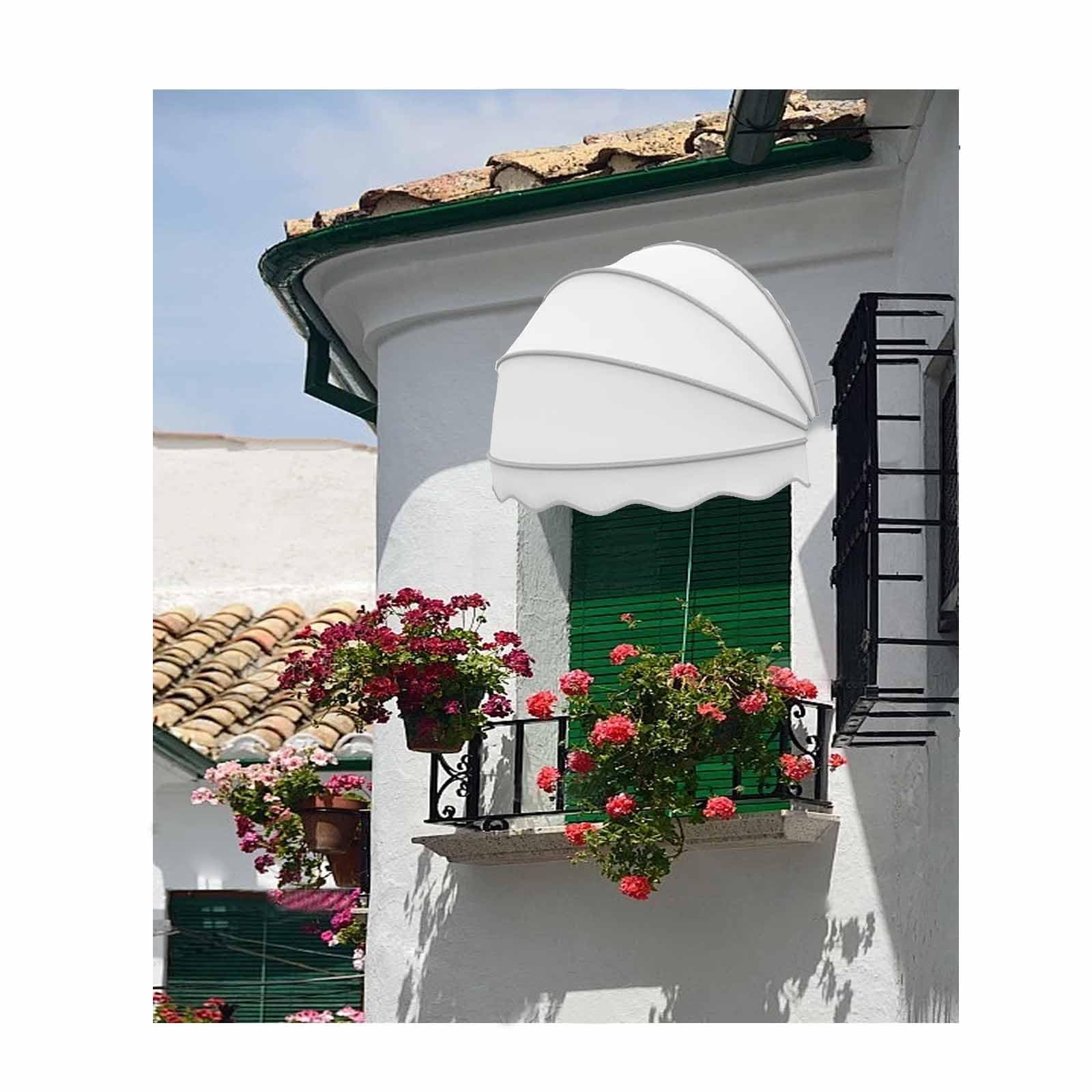 CZYZMDD Retractable Outdoor Door Canopy Hemispherical Waterproof Design UV Protection Telescopic Function 65cm Diameter Decorative Patio Entrance Awning Foldable Arc Shade.