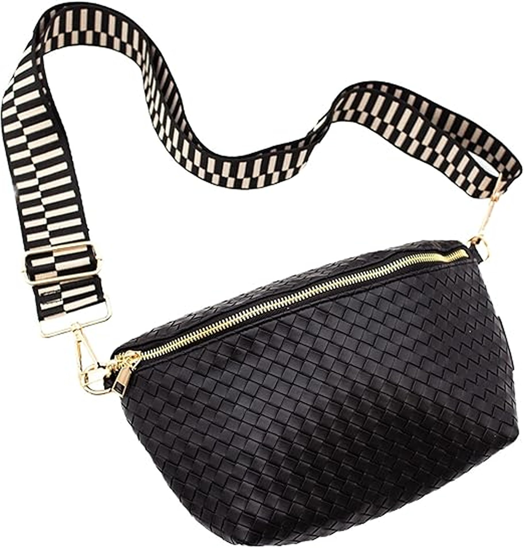 Modern+Chic Pressed Woven Crossbody Bag for Women – Women's Cross Body Purses, Woven Purse, Vegan Leather Everyday Handbag, Stylish Lightweight