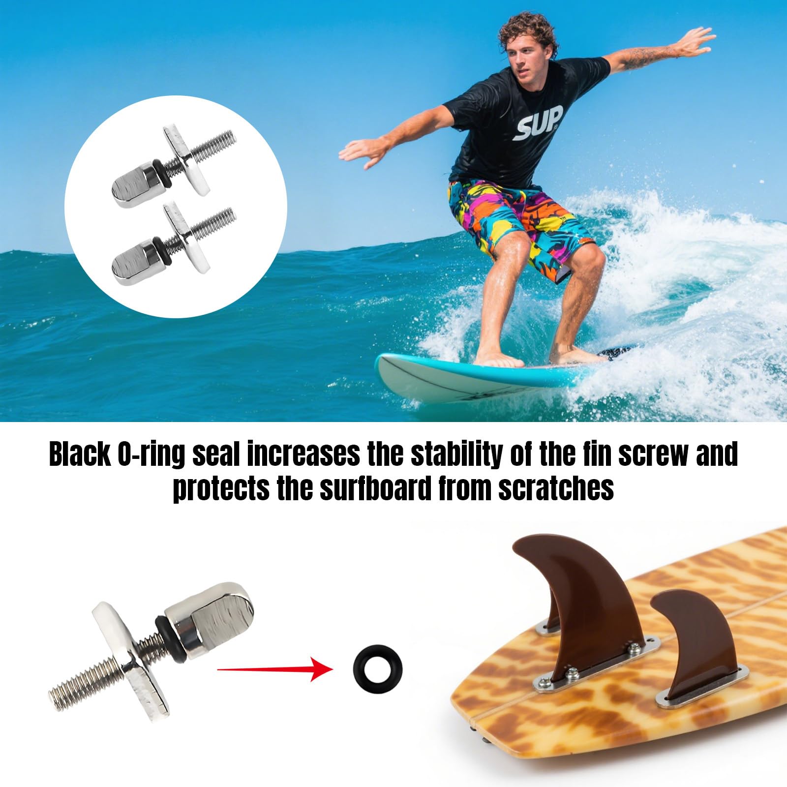 5 Piezas Tornillo para Tabla Surf – para Tornillo Aleta Deslizante, Kit de Repuesto Acero Inoxidable, Compatible para Mistral Tornillo quilla Padel Surf