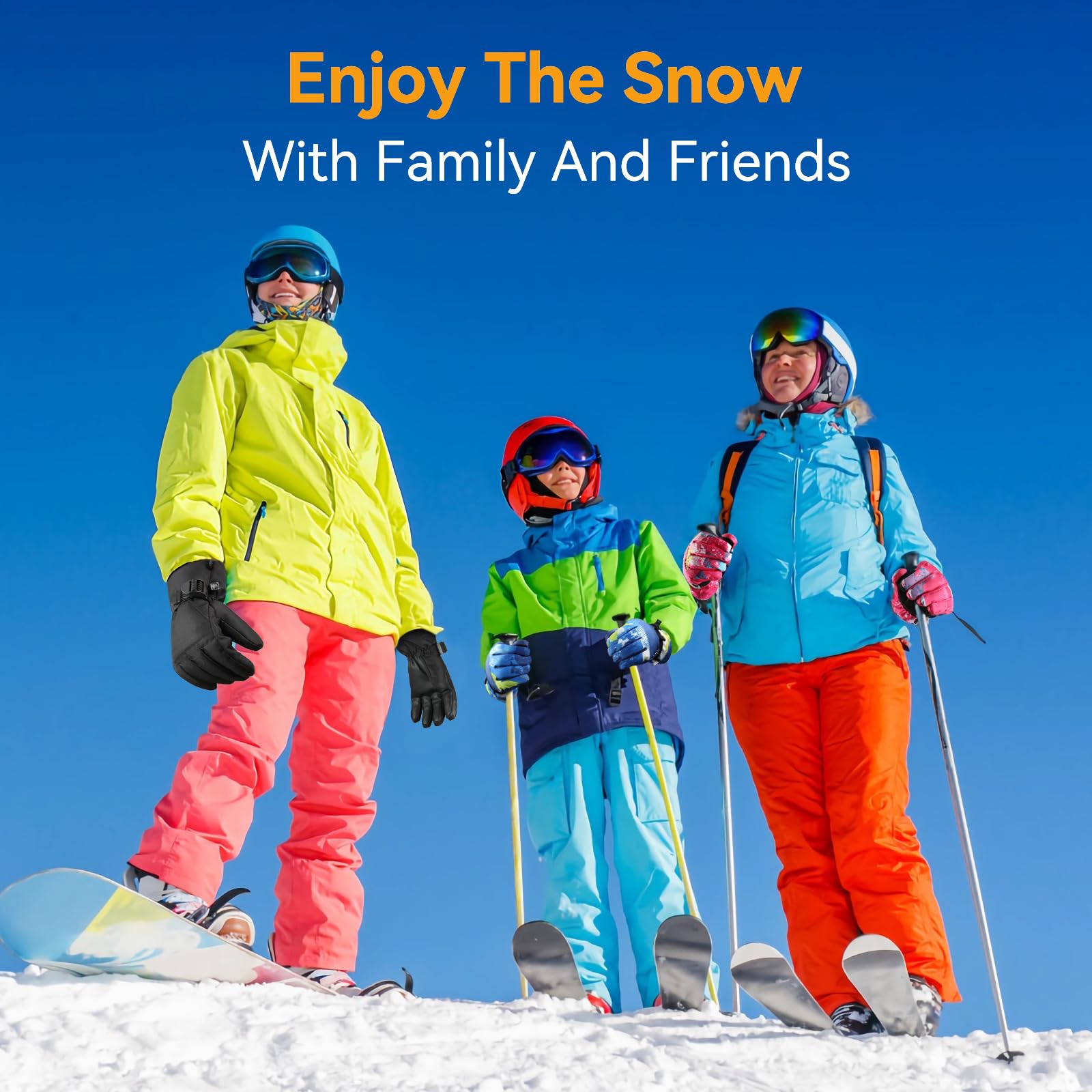 Ski-Handschuhe, Winterhandschuhe, Schneehandschuhe, Ski- und Snowboardhandschuhe für kaltes Wetter, sowohl für Männer als auch für Frauen, geeignet für Eltern und Kinder