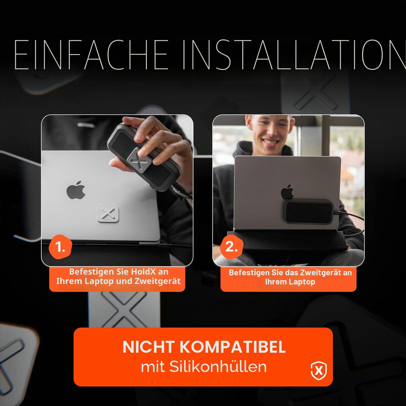 DELTAHUB HoldX Magnetische Halterung – Universal-Handy- und externe Gerätehalterung für Laptops, Schreibtische | starker magnetischer Ständer für SSDs und Mobilgeräte (schwarz)