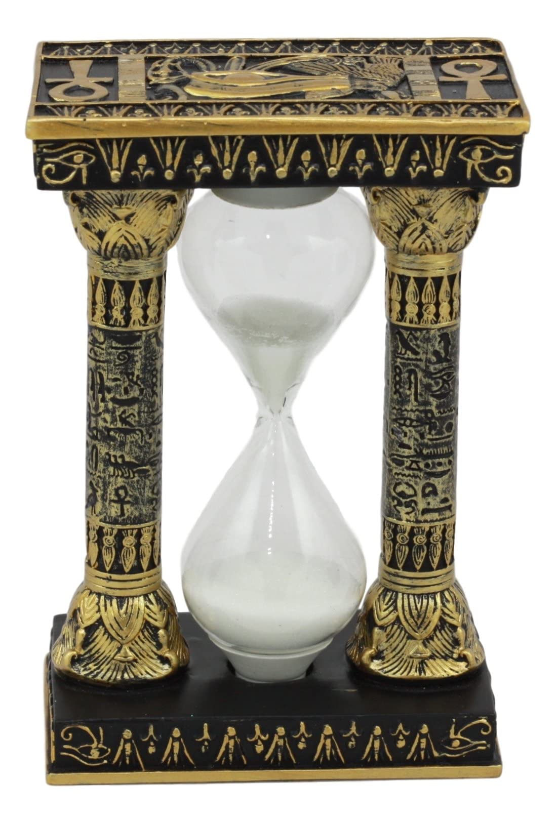 Ebros Egyptian Gods Eye Of Horus And Ankh Hieroglyphic Column Sand Timer Desktop Figurine 6" Tall