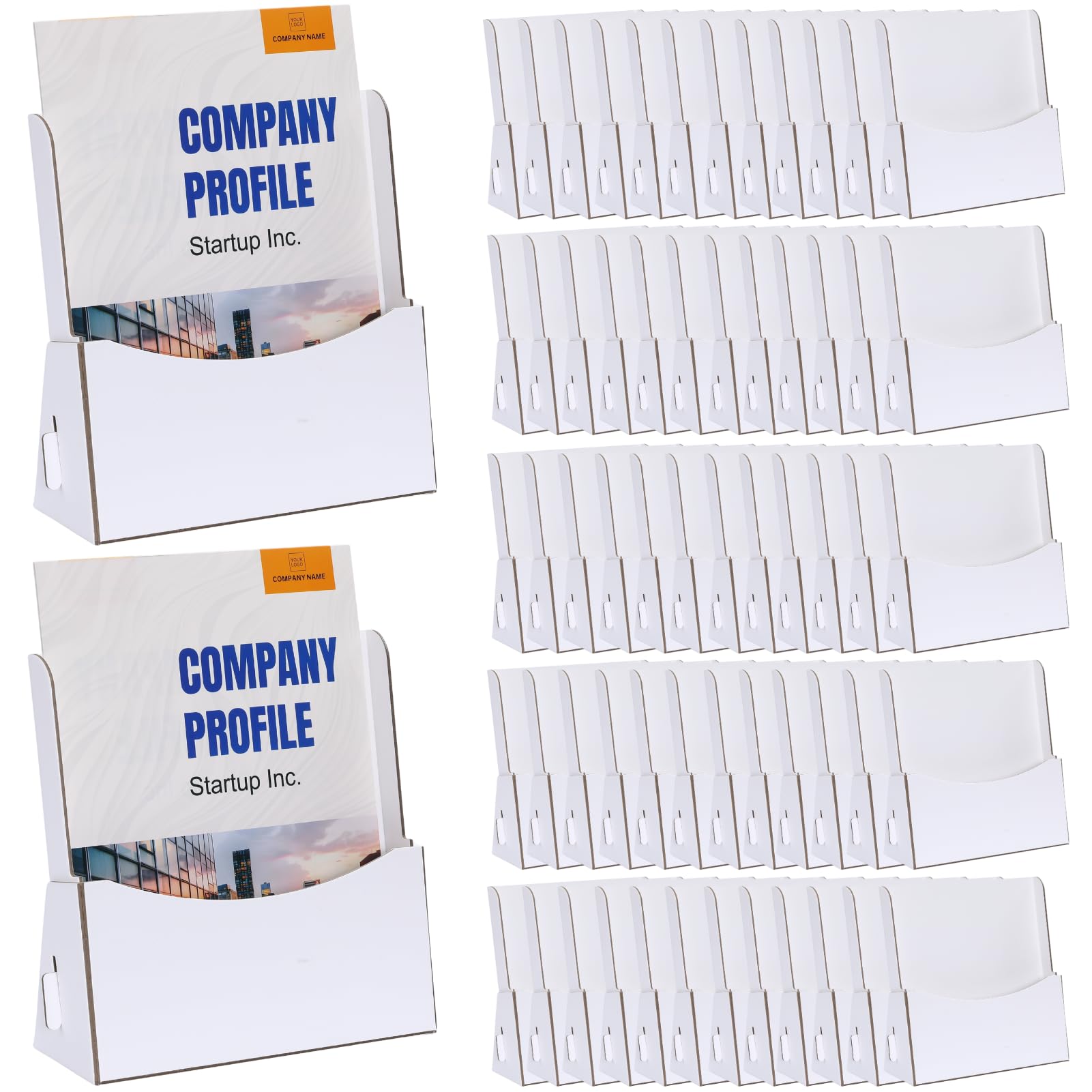 50 Count Corrugated Trifold Brochure Holder 8.5x11 Inch, Rack Card Holder Literature Paper Flyer Display Stand Bookmark Display for Magazine, Pamphlet, Booklets, Menu, Offices
