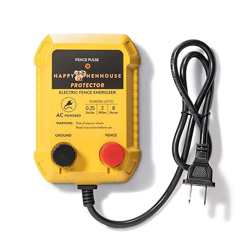 Happy Henhouse Cargador eléctrico para valla  Energizador para alambre, red de aves de corral, pollos, ciervos, mascotas  Unidad de CA de 110 V 