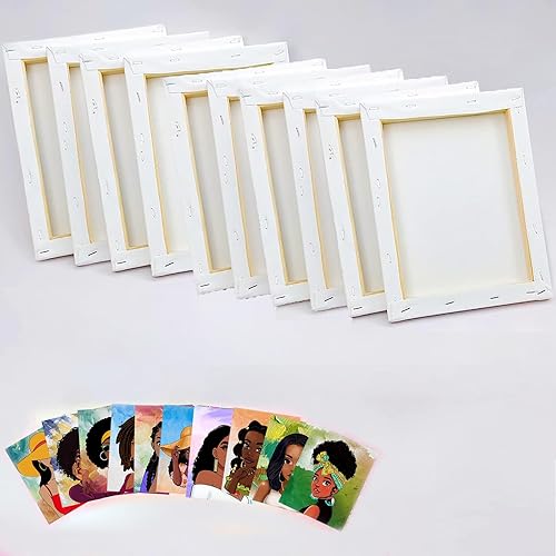 Miniatura 2 de 10 Piezas de Lienzo Predibujado para Pintar para Adultos  8 X 10 Reina Africana Lienzo Prepintado Kit de Fiesta de Pintura para Adultos Prepintado