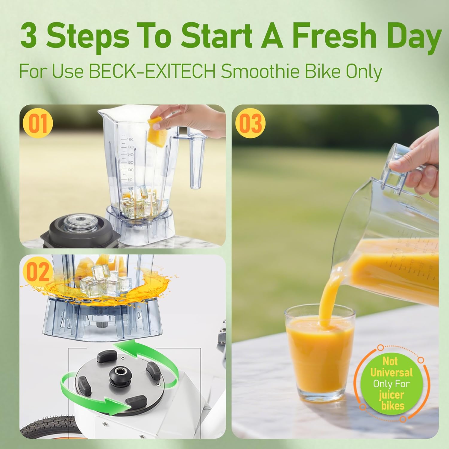 Smoothie Bike Blender Pitcher Replacement - Food Grade PC Material Cup Body with Six-Blade Steel Knife - Perfect for Smoothies, Shakes, and More! (1.8L)