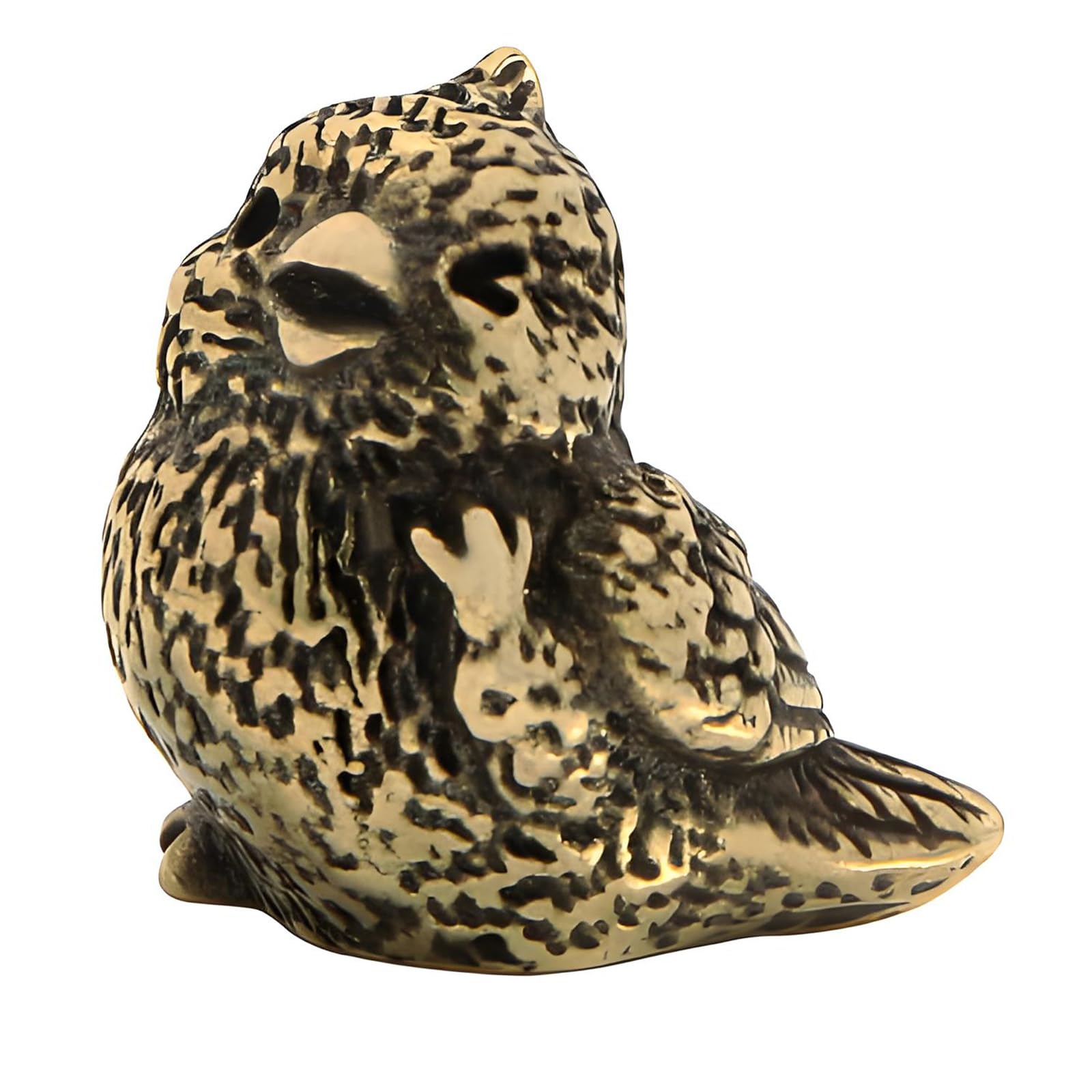 PANGBOER Classical Brass Sparrow Statue with Antique Finish Artistic Ornament Bookshelves Display Antique Miniature Bird Figurine Decors Antiqued Brass Sparrow Sculpture