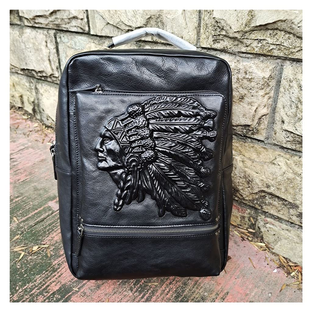 Amazon.co.jp: ヴィンテージ本革バックパック、男性本物のレザーラップ