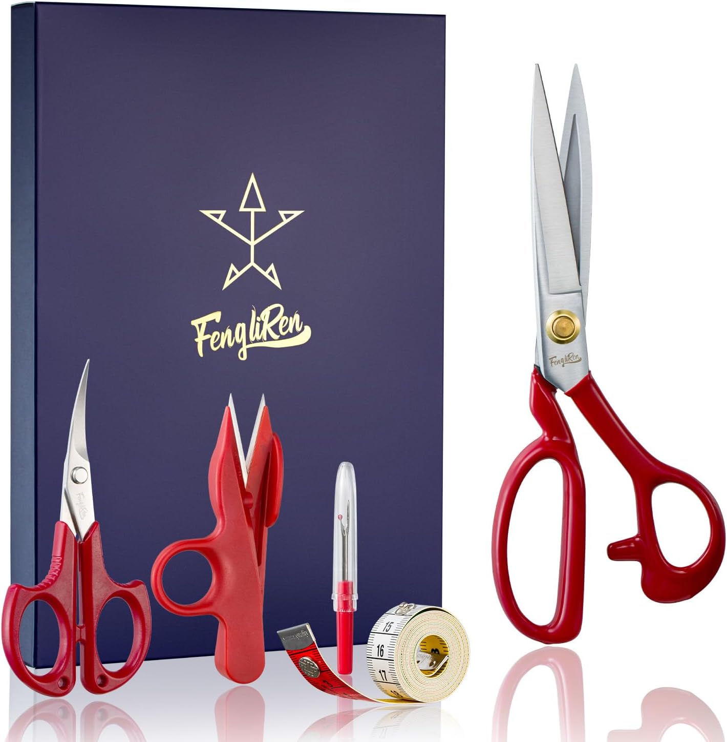 Sewing Scissors Professional 9 inch Heavy Duty Fabric Shears for Tailoring Leather Cloth Red Industrial Strength High Carbon Steel Tailor Shears for Home Office Dressmakers Medium (missing large scissors)