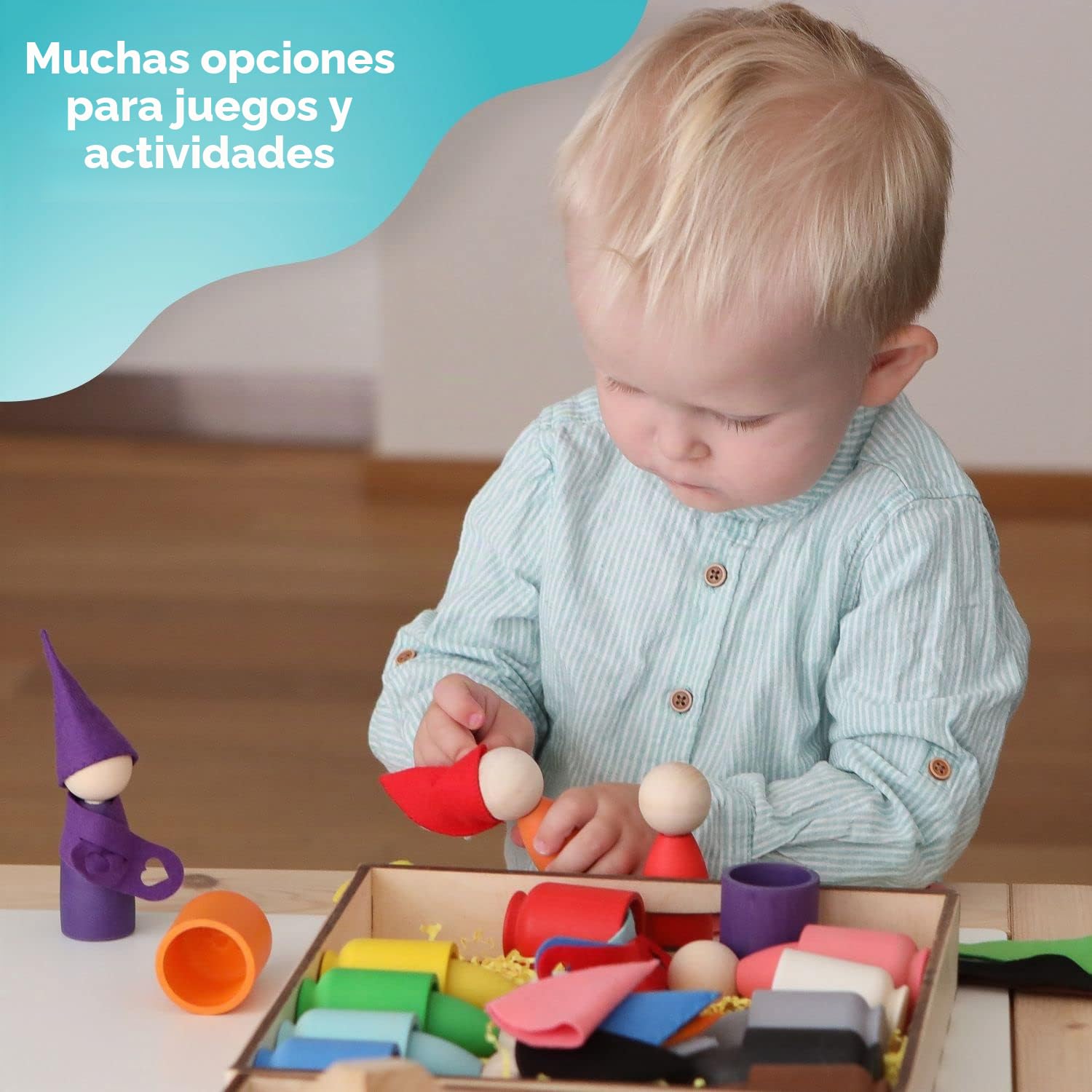 Ulanik Figuras de Madera Vasos Gorros Bufandas Juguetes Montessori 1 Año