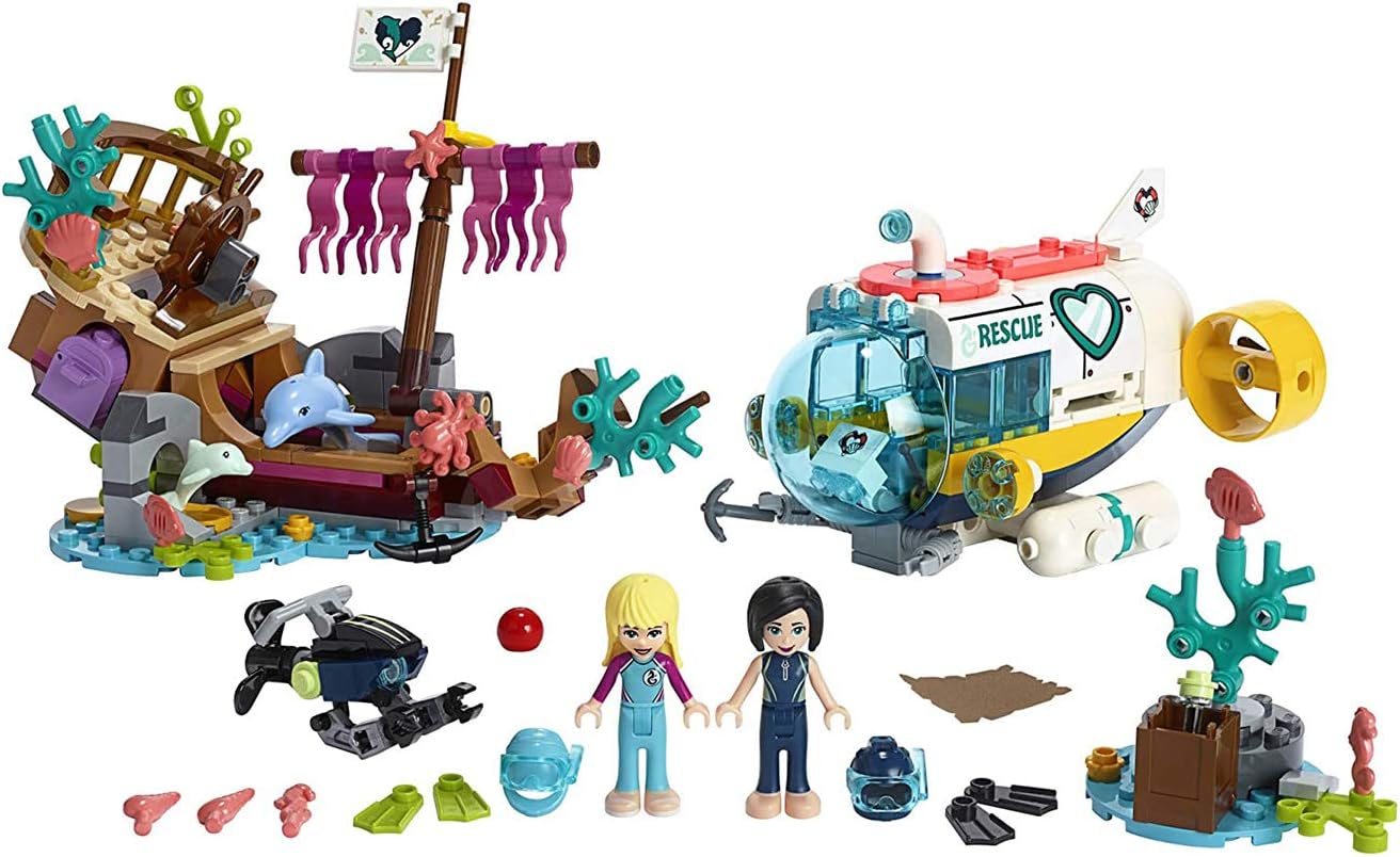Friends Dolphins Rescue Mission 41378 Building Kit with Toy Submarine and Sea Creatures, Fun Sea Life Playset with Kacey and Stephanie Minifigures for Group Play (363 Pieces)