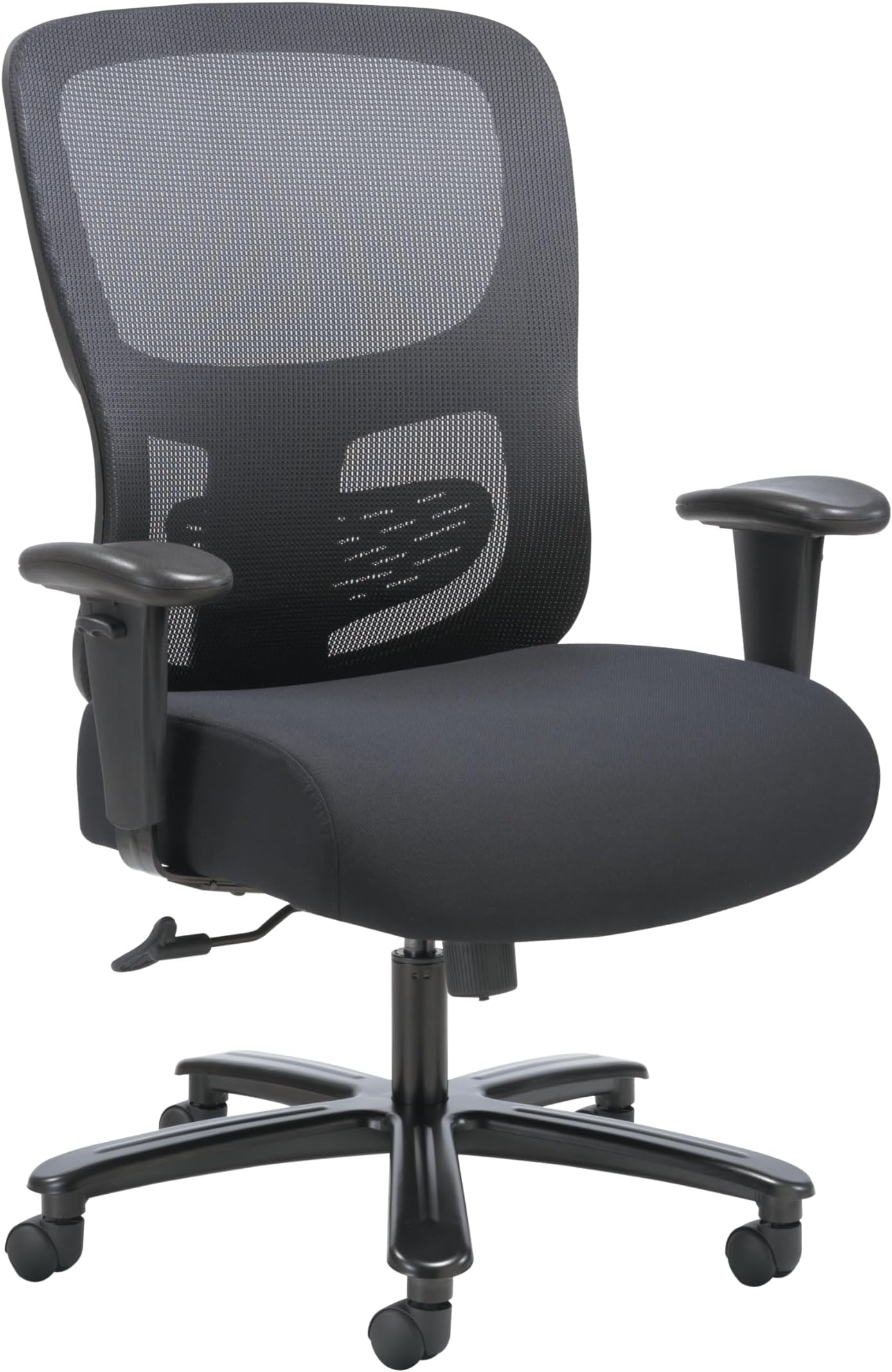 Sadie Big and Tall Ergonomic Office Chair with Mesh Back, Adjustable Lumbar Support and Arms, High Back Desk and Computer Chair for Home Office or Workstation, 350 lb. Weight Capacity, Black
