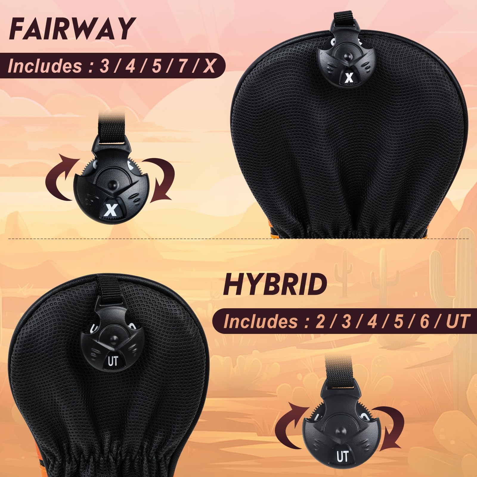 Leder Golfschlägerhauben Mit Azaleen-Stickerei - Set Für Driver, Fairway Und Hybrid