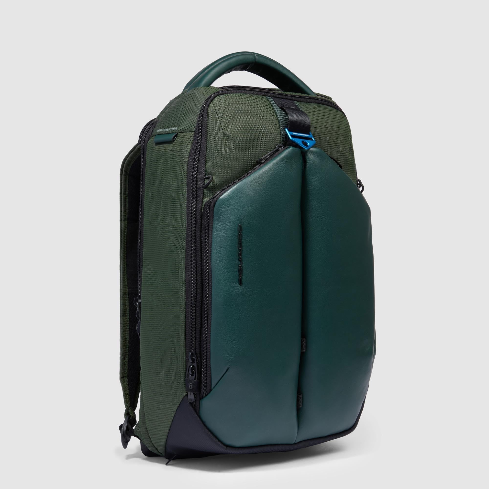 Piquadro Mochila de viaje para portátil 15,6" Unisex tela/material bio-based verde
