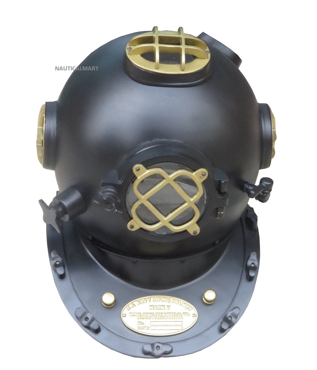 NauticalMart COLLECTABLE Vintage Black Aluminium Scuba Divers Helmet