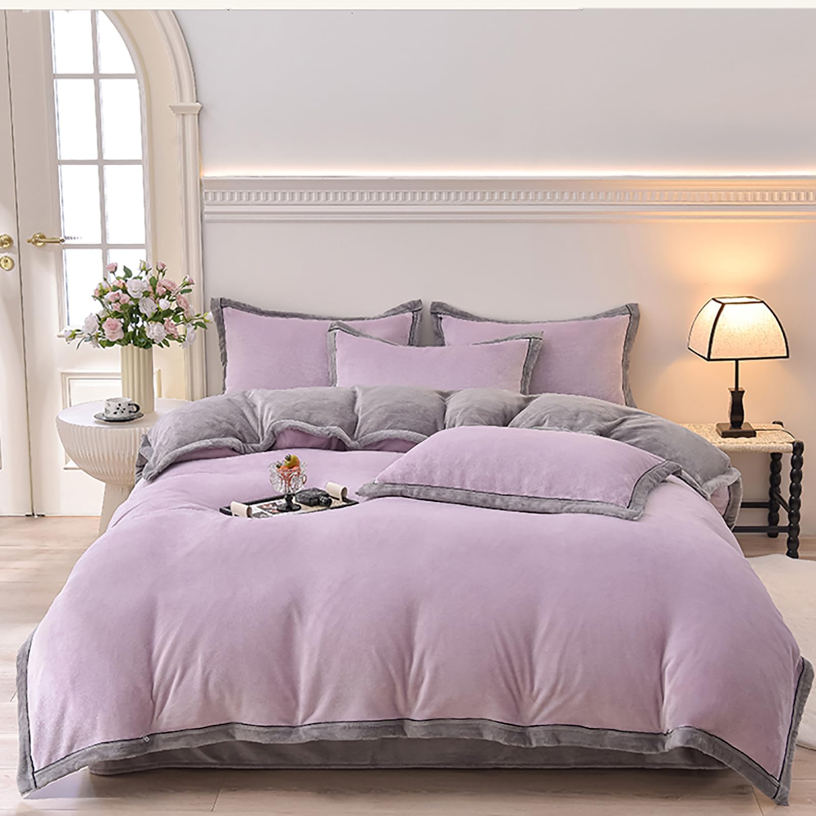 Parure de lit double face violet gris pour réinventer l'ambiance de votre chambre