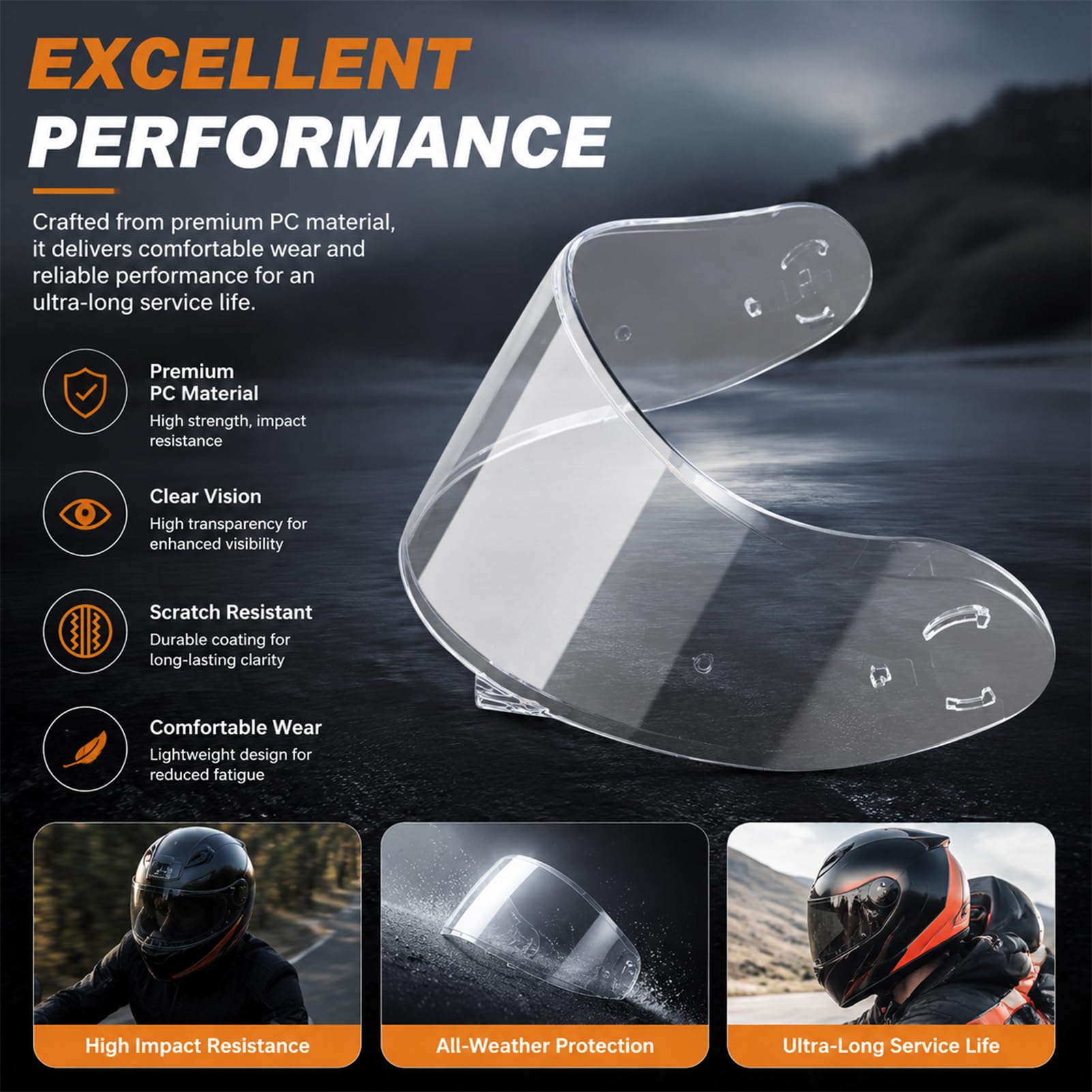 SHOEI NEOTEC Spezialhelmlinse CNS-3-Serie perfekte Passform Vierfachschutz (Blendschutz/UV400/Beschlagschutz/Windschutz) hochauflösende transparente Linse Motorrad-Reitzubehör