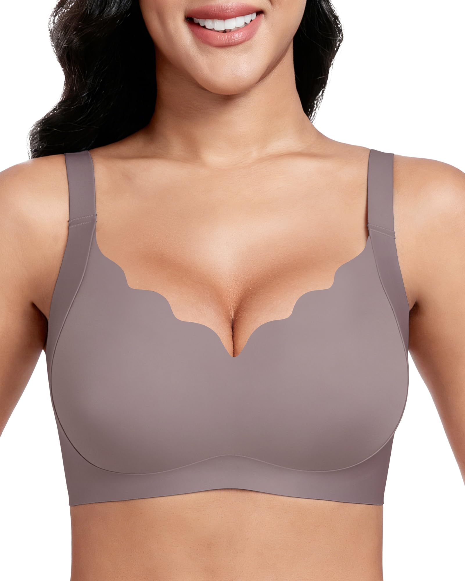 Vinfact Push up BH Damen Ohne Bügel Nahtloser BH für Große Brüste Starker Halt Bügelloser Bequem T Shirt Schlaf BH