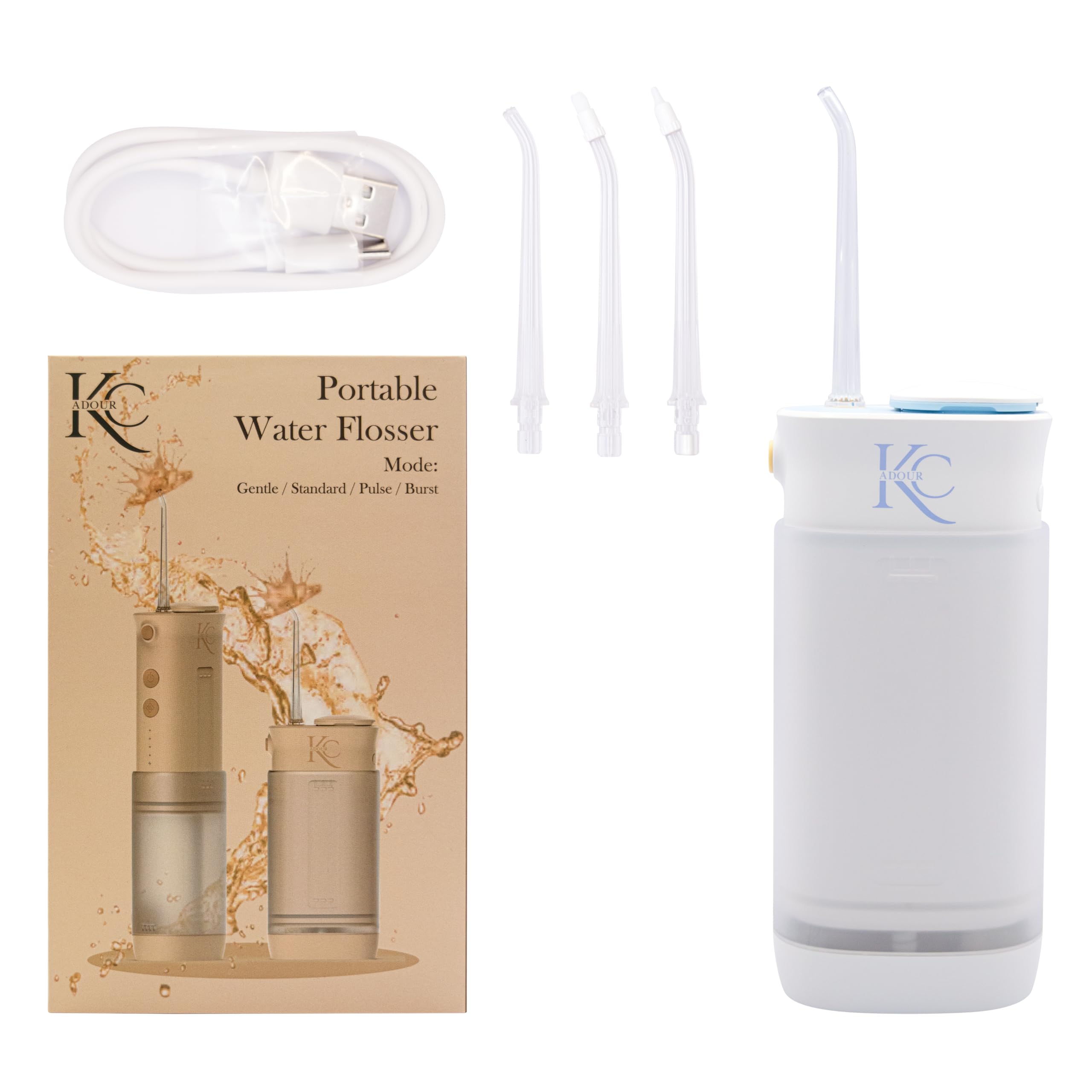 Portable Dental Water Flosser for Teeth, Gums, Braces, Travel-Friendly Oral Irrigator, Dentist-95-Day Charge, Dentist Approved, 95-Day Charge (White)