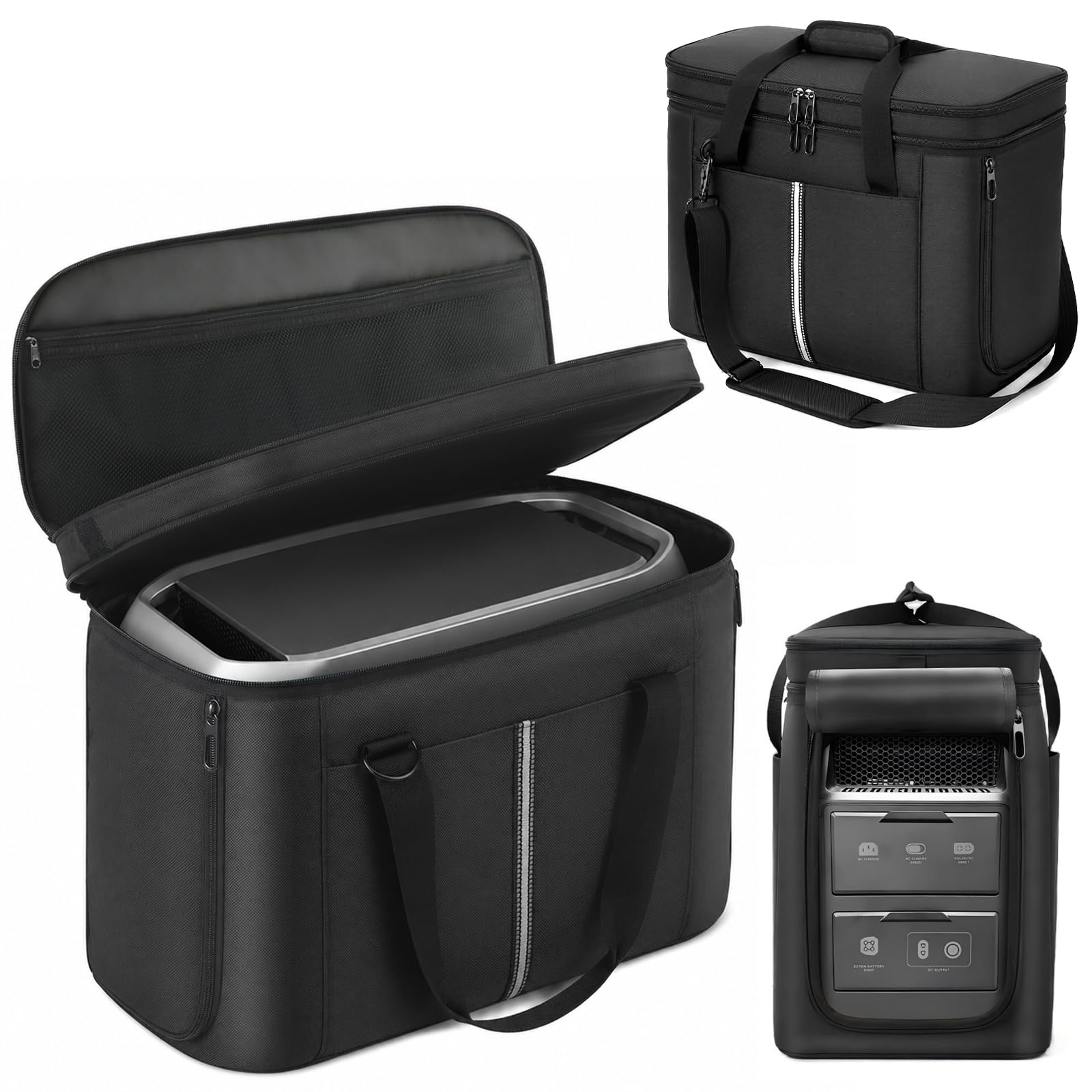 Custodia da trasporto compatibile con ECOFLOW DELTA 3 Max Plus/Delta 3 Max Power Station portatile da viaggio borsa con tasche, finestre a dissipazione del calore e accessori per tracolla