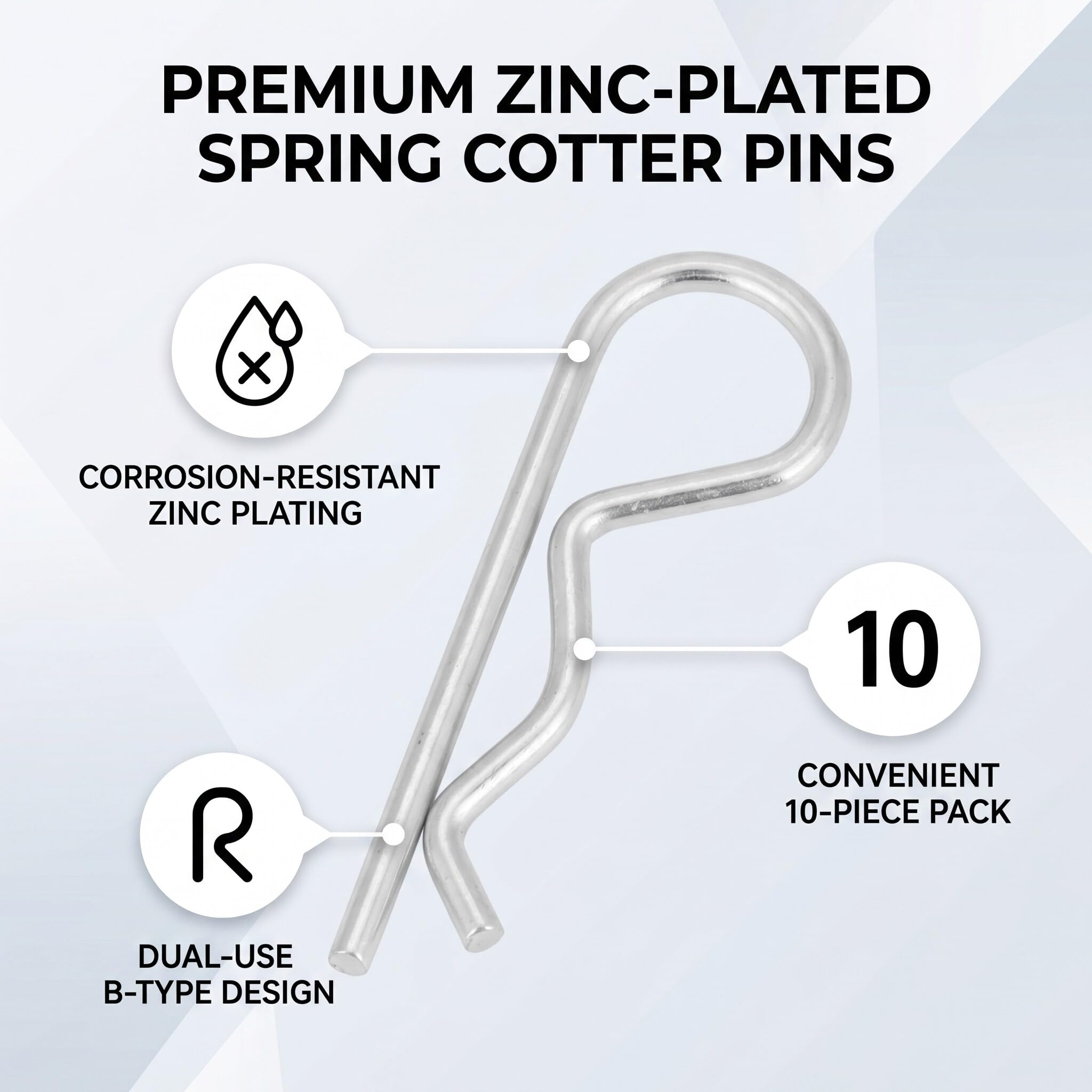 Clip Fissaggio Trattore Fermacavo a Molla con Perni di Sicurezza 3x60 mm, 10 Pezzi, Accessori per Agricoltura