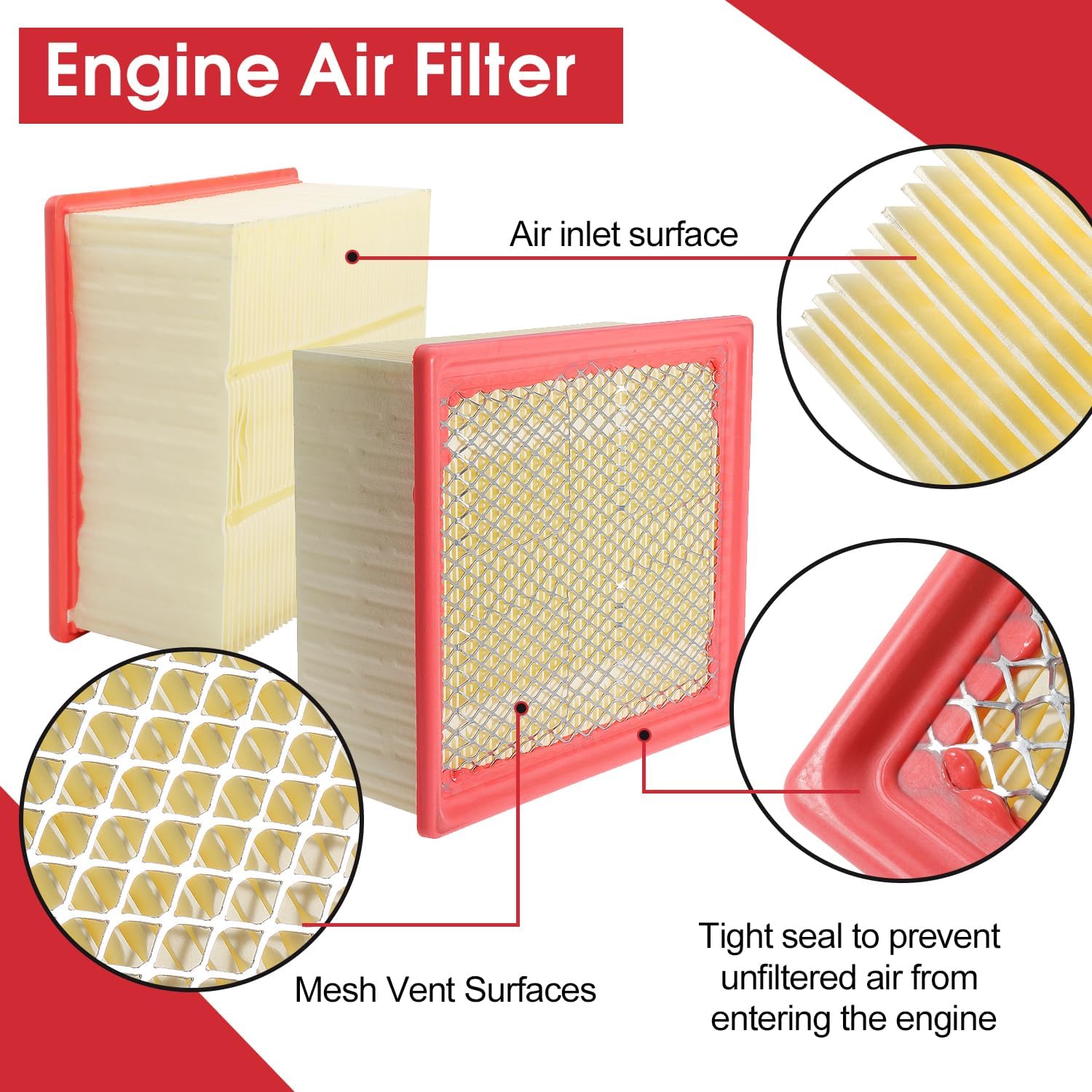 Engine Air Filter Replace 53034051AB for Dodge Ram 2500 3500 4500 5500 for Cummins 6.7L 6.7 Diesel 2011-2023, for Ram 2500 3500 4500 5500 6.4L 6.4 Gas 2019-2022 Replace 46930 CA10261 53034249AA, 1 Pcs